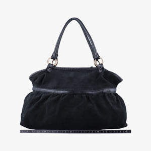 Pre-owned Fendi Zucca Print Black Suede 8BH186 handbag | stylenewstar