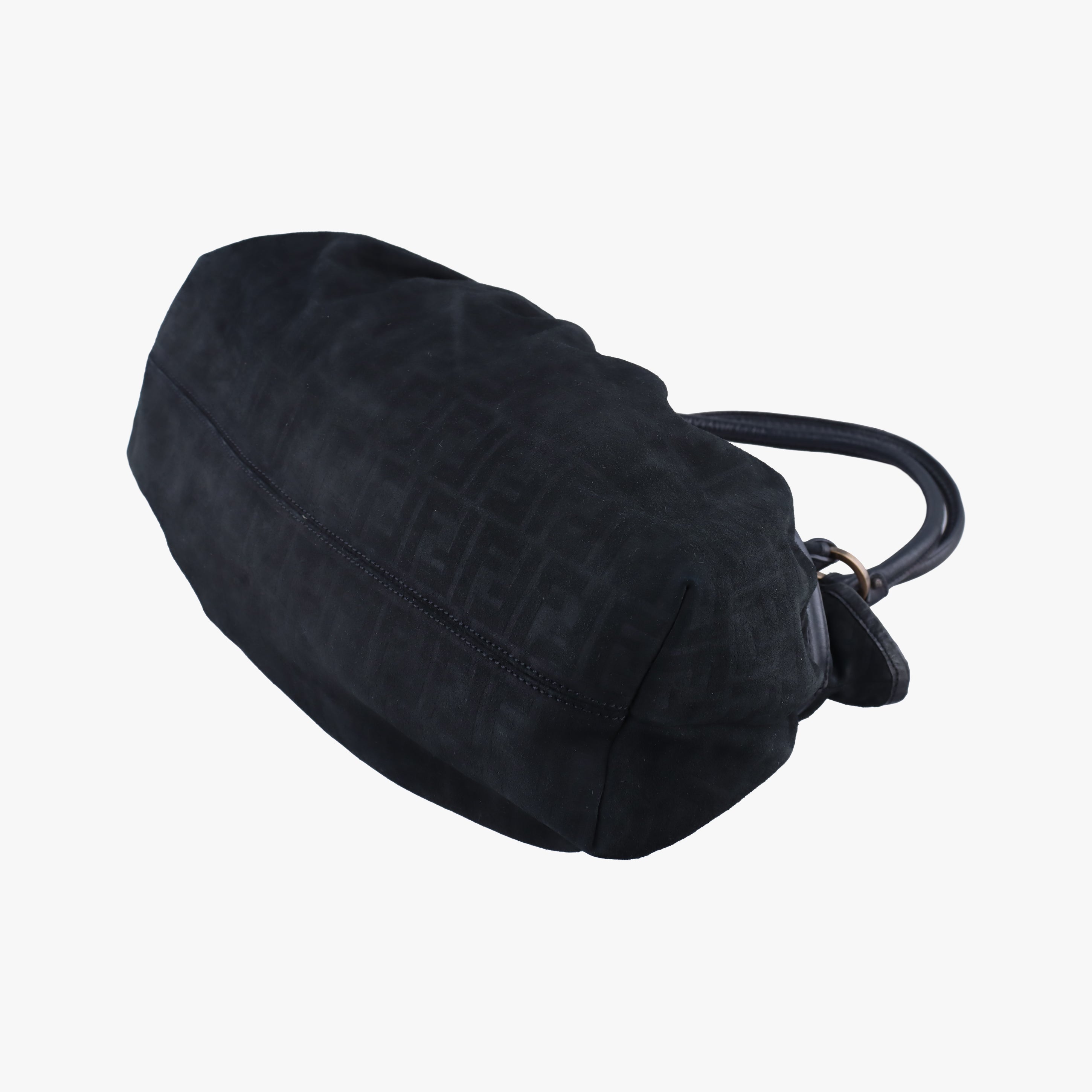 Pre-owned Fendi Zucca Print Black Suede 8BH186 handbag | stylenewstar