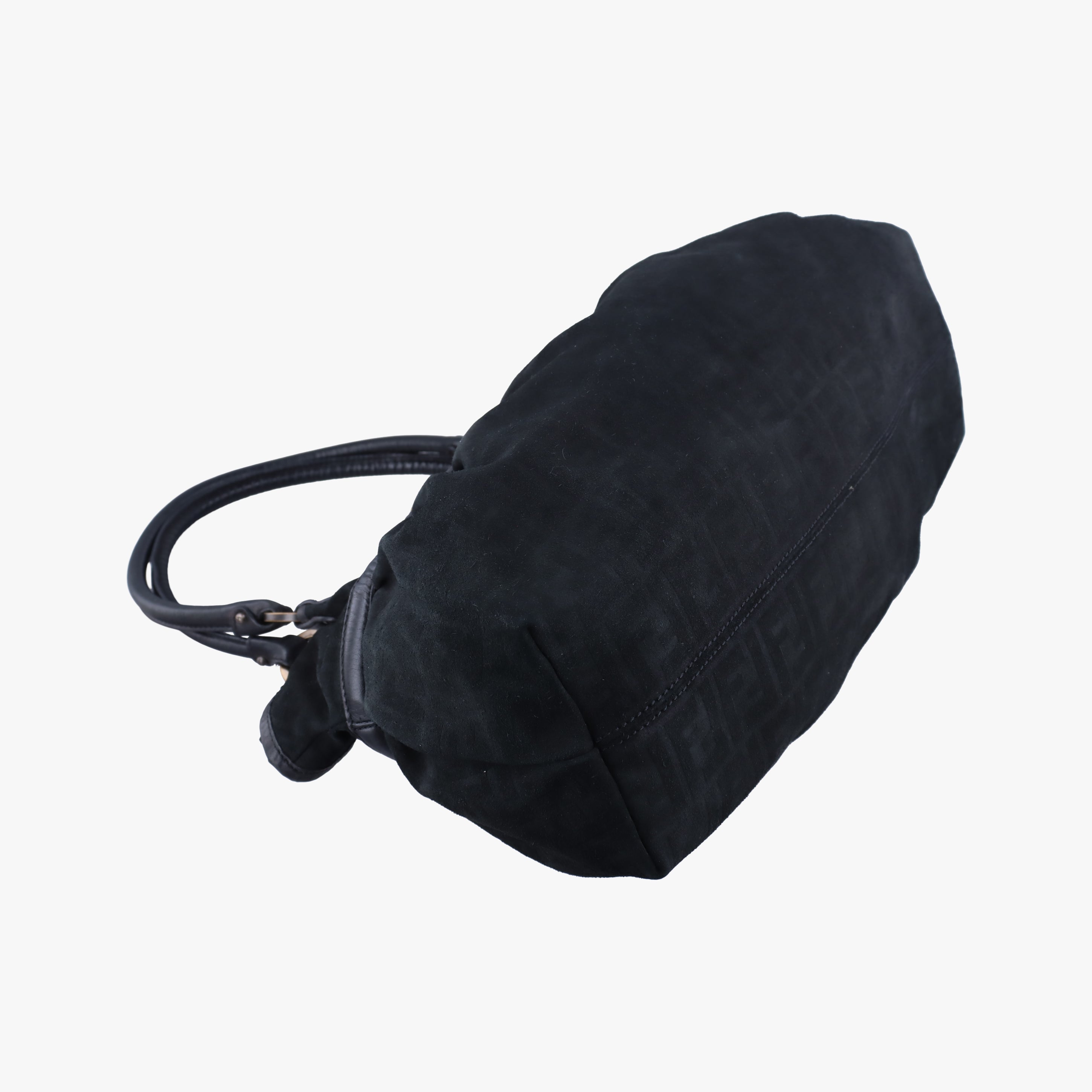 Pre-owned Fendi Zucca Print Black Suede 8BH186 handbag | stylenewstar