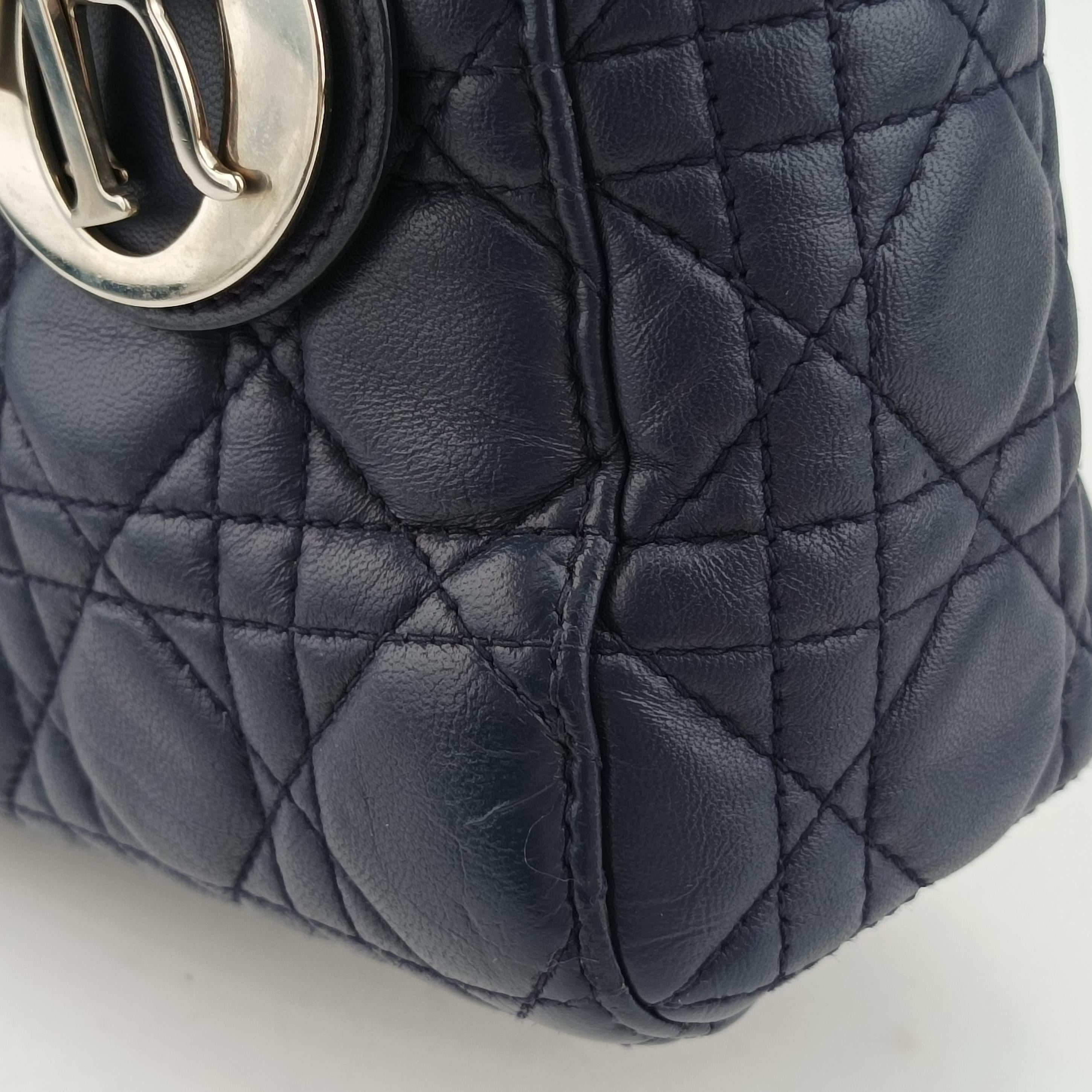 Vintage Christian Dior Lady Dior Navy lambskin  shoulderbag | stylenewstar