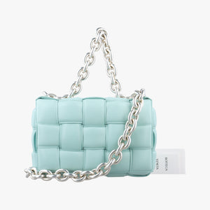 Pre-owned Bottega Veneta The Chain Cassette Blue lambskin  shoulderbag | stylenewstar