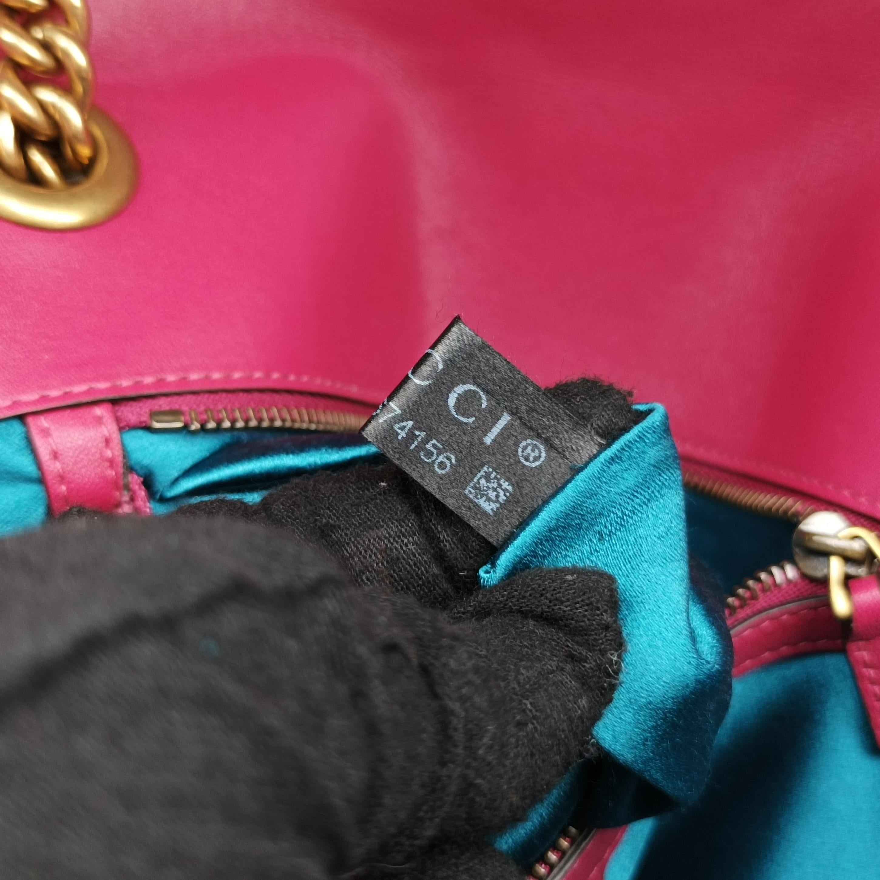 Pre-owned Gucci GG Marmont Pink velour 443497 shoulderbag | stylenewstar