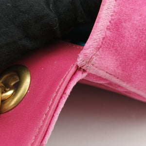 Pre-owned Gucci GG Marmont Pink velour 443497 shoulderbag | stylenewstar