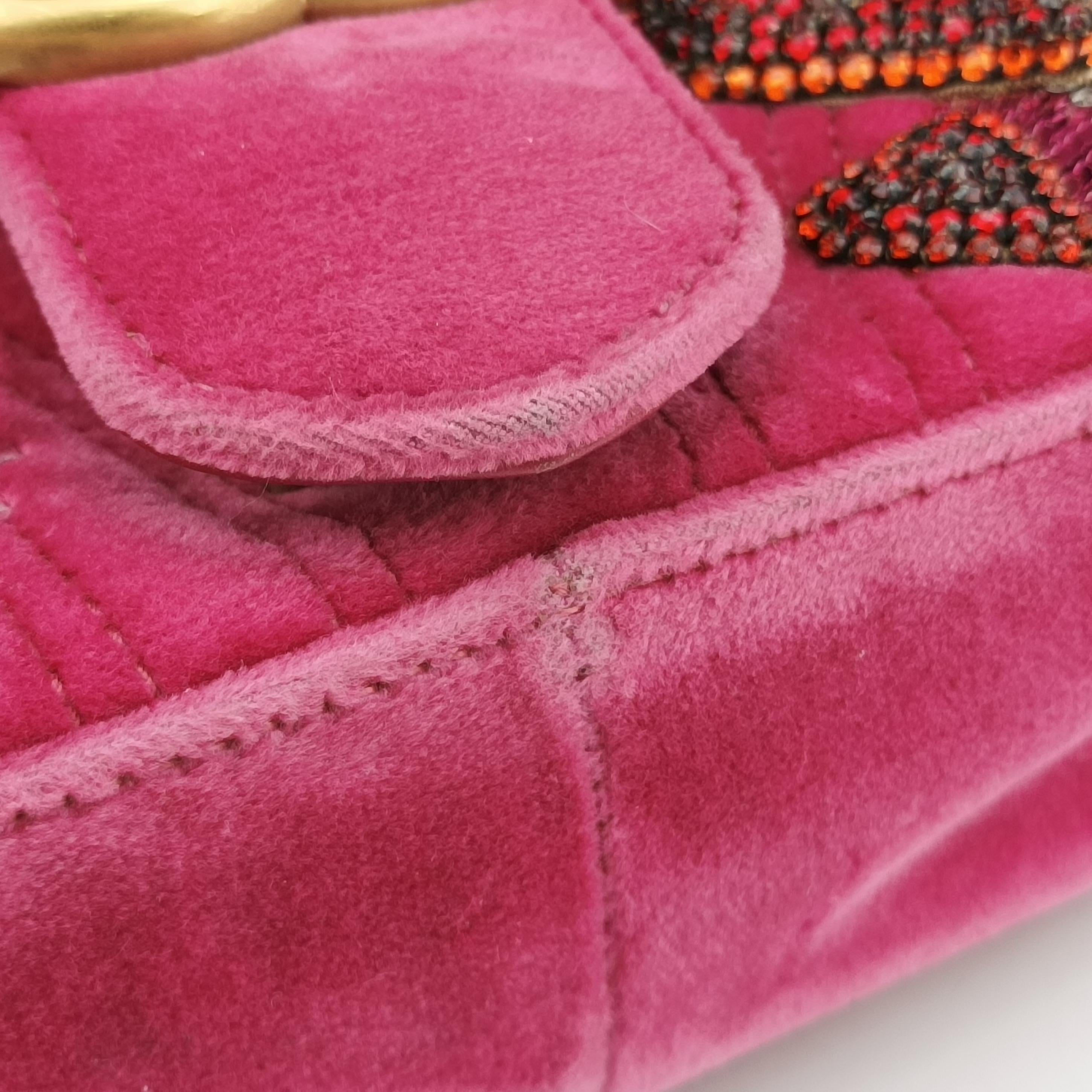 Pre-owned Gucci GG Marmont Pink velour 443497 shoulderbag | stylenewstar