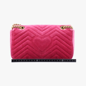 Pre-owned Gucci GG Marmont Pink velour 443497 shoulderbag | stylenewstar