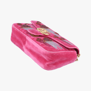 Pre-owned Gucci GG Marmont Pink velour 443497 shoulderbag | stylenewstar