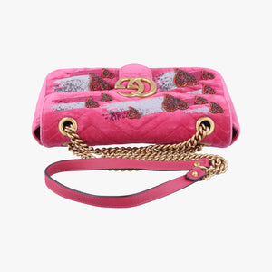 Pre-owned Gucci GG Marmont Pink velour 443497 shoulderbag | stylenewstar