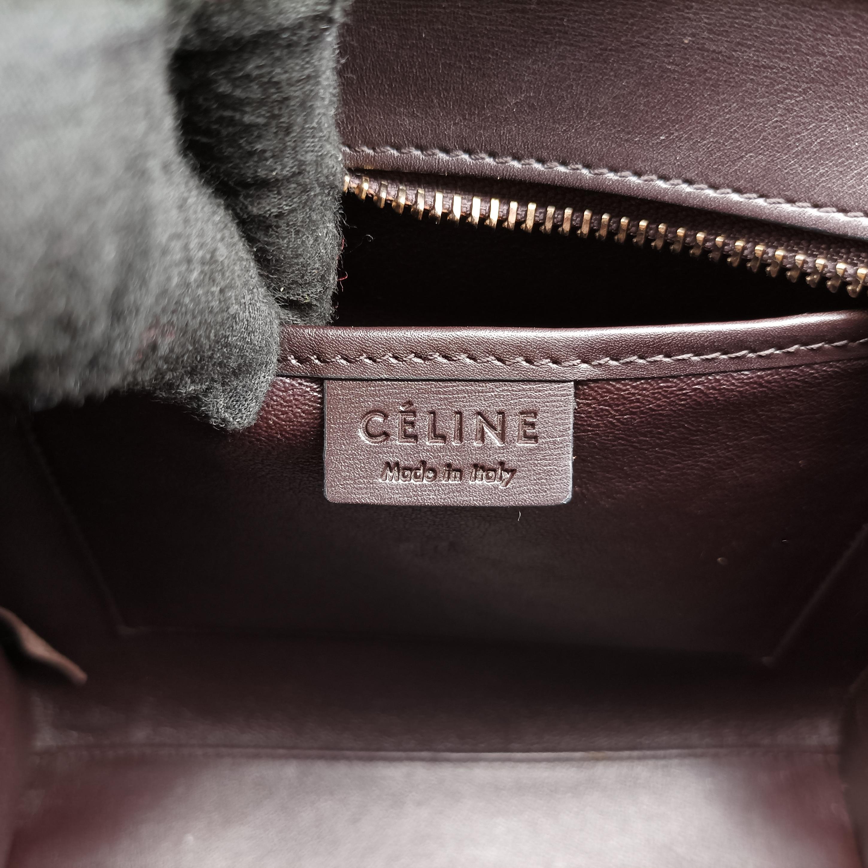 Vintage Celine luggage nano shopper Black×Red×Burgundy Leather  shoulderbag | stylenewstar