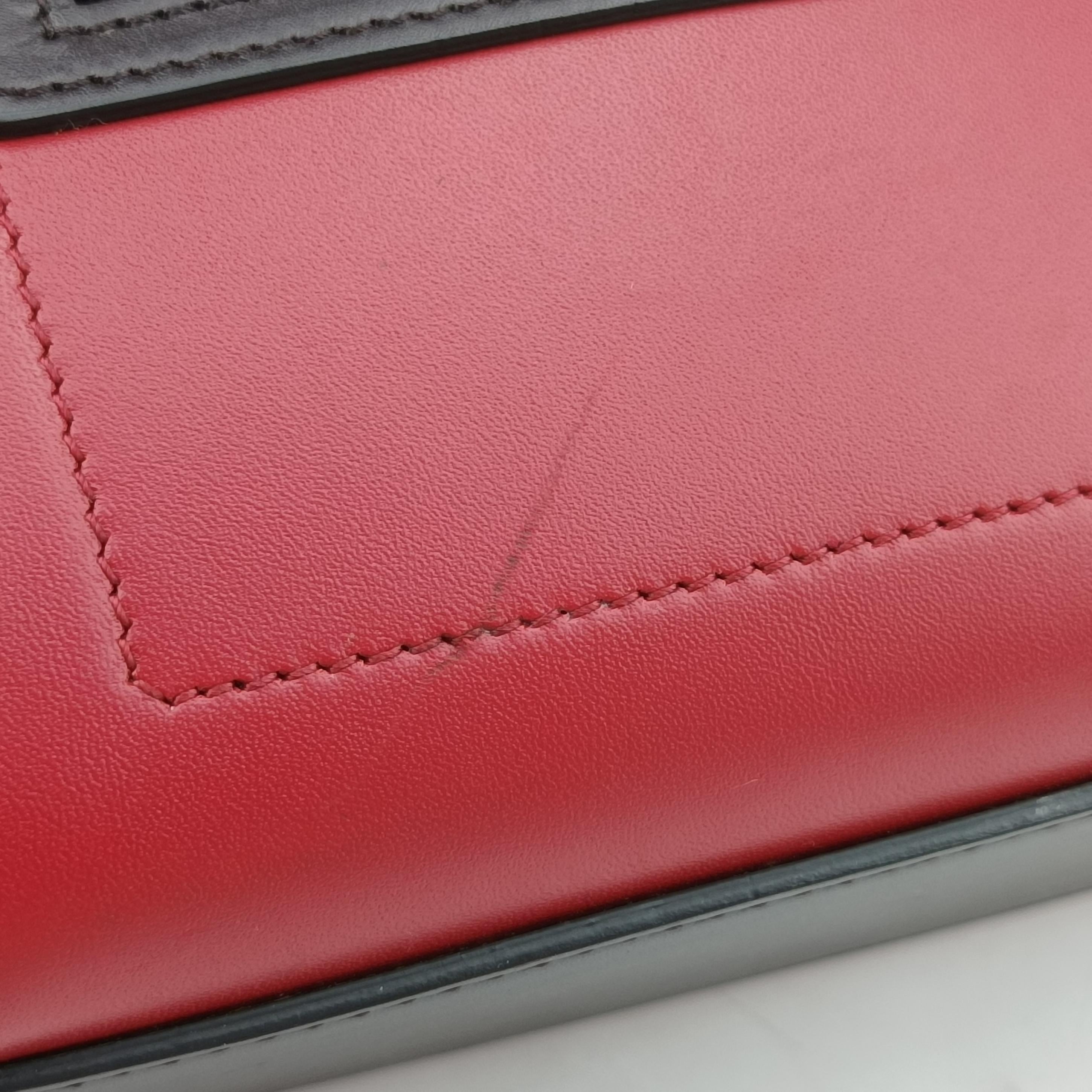 Vintage Celine luggage nano shopper Black×Red×Burgundy Leather  shoulderbag | stylenewstar