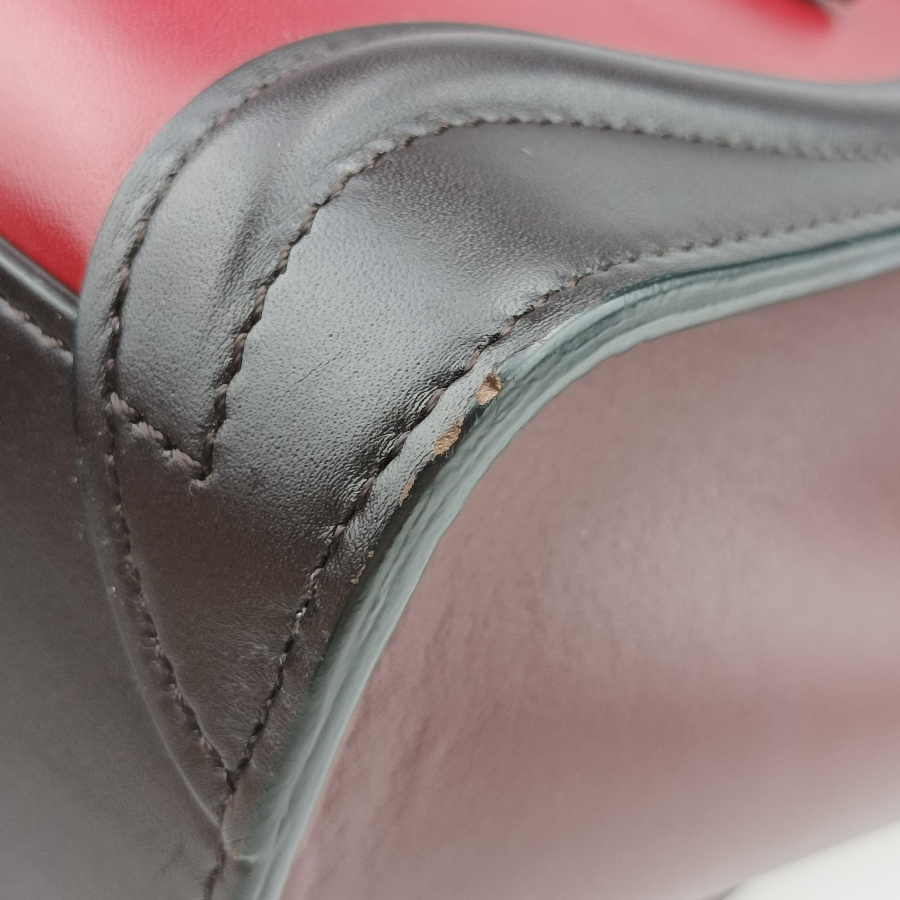 Vintage Celine luggage nano shopper Black×Red×Burgundy Leather  shoulderbag | stylenewstar