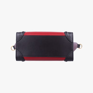 Vintage Celine luggage nano shopper Black×Red×Burgundy Leather  shoulderbag | stylenewstar