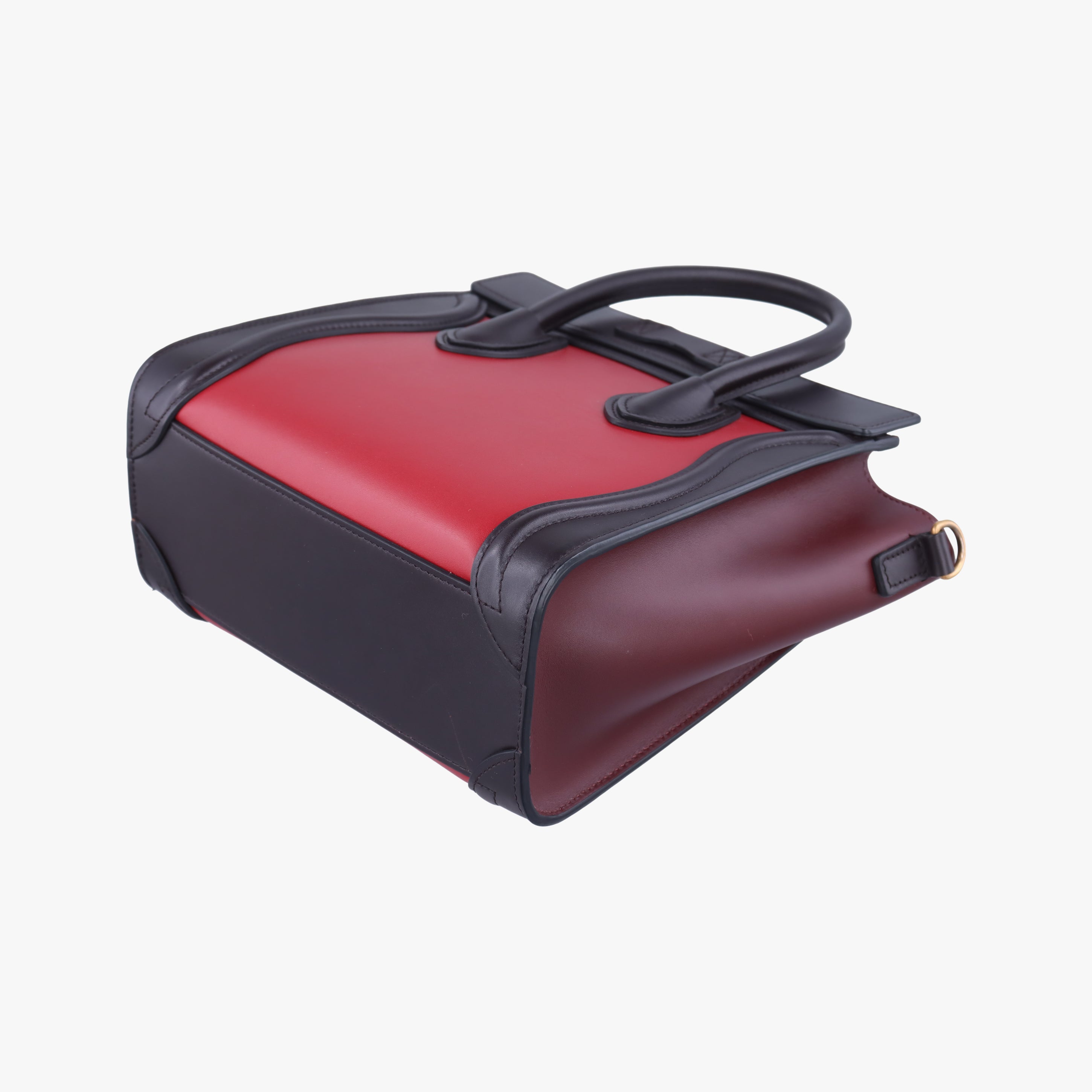 Vintage Celine luggage nano shopper Black×Red×Burgundy Leather  shoulderbag | stylenewstar