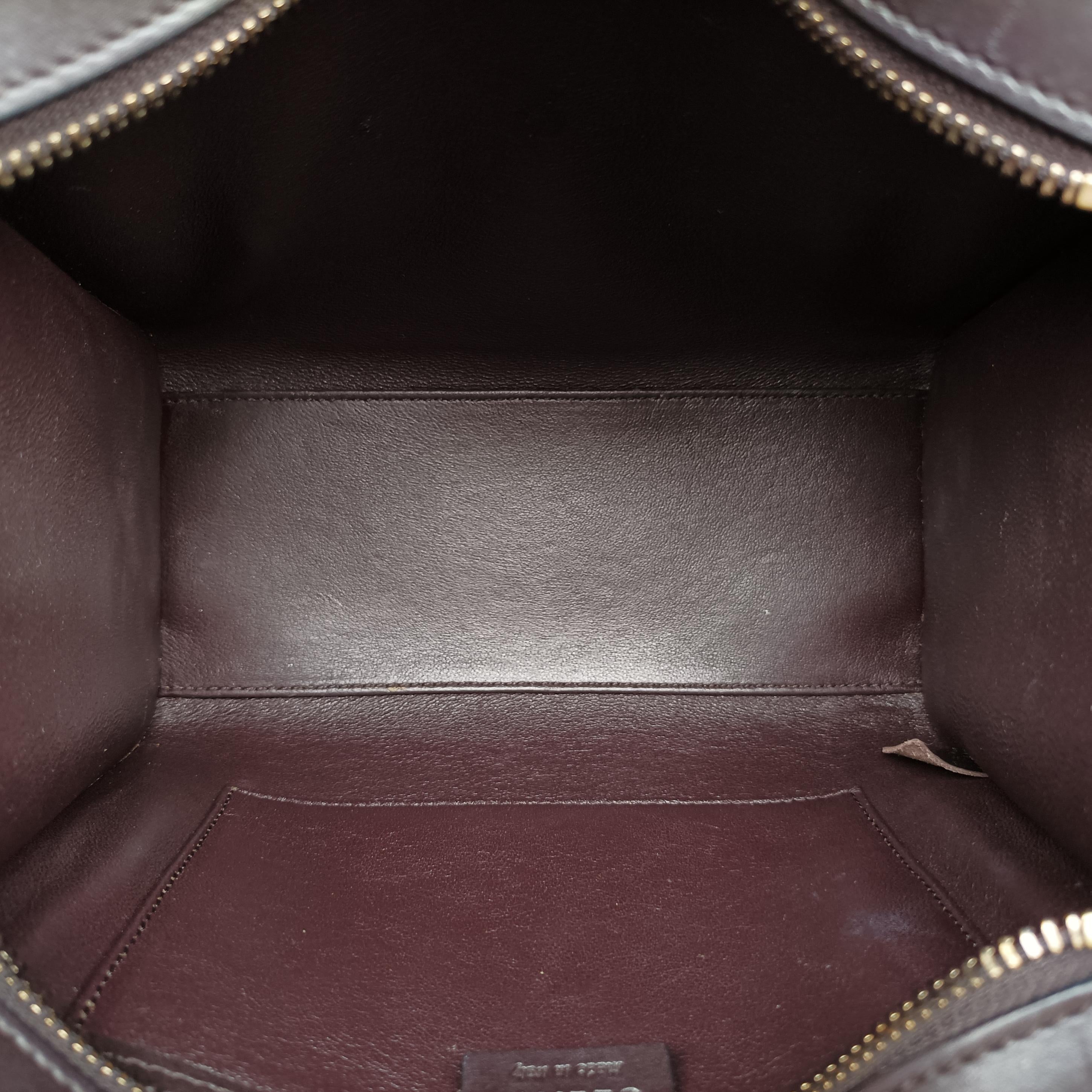 Vintage Celine luggage nano shopper Black×Red×Burgundy Leather  shoulderbag | stylenewstar