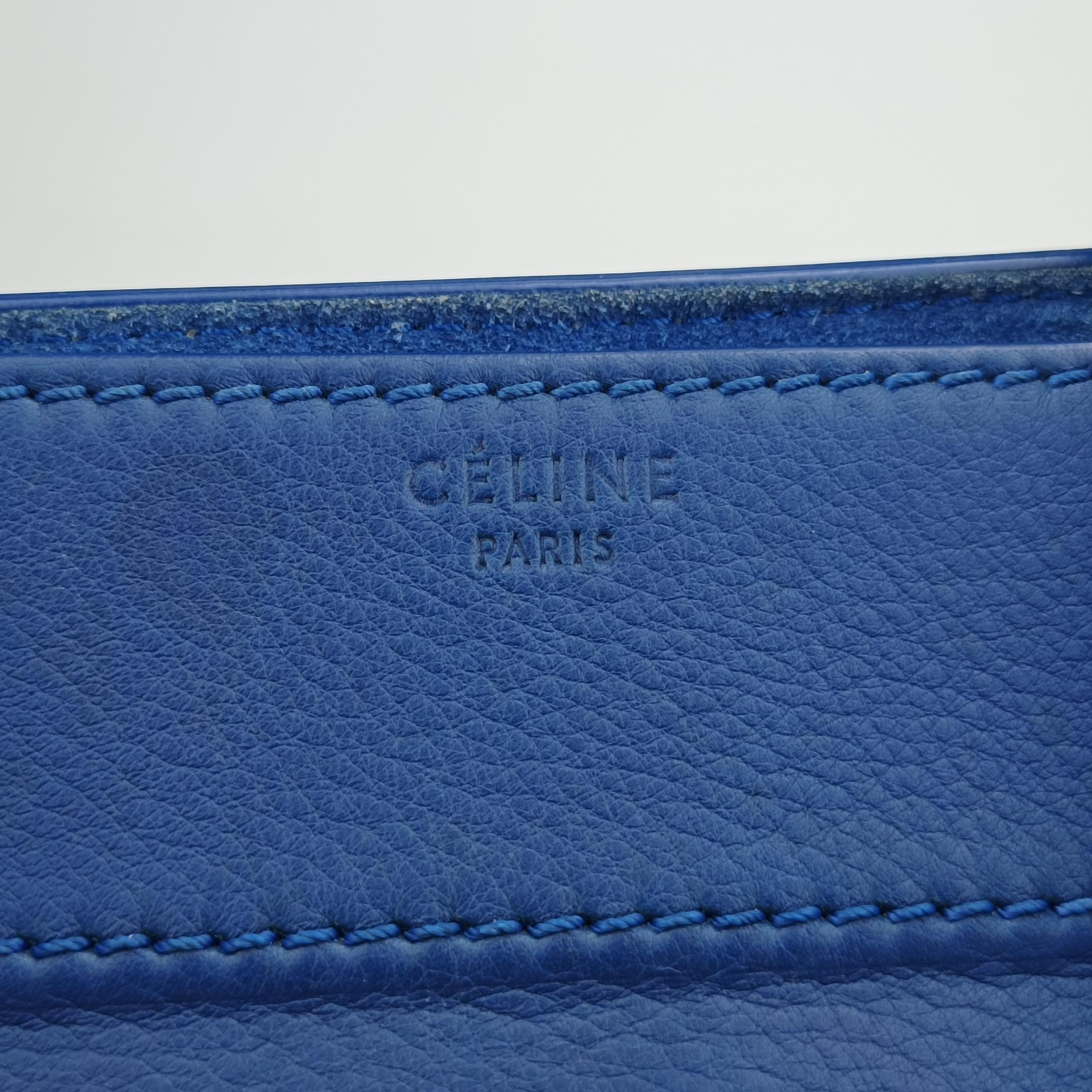 Pre-owned Celine Luggage Square Phantom Blue Leather  handbag | stylenewstar