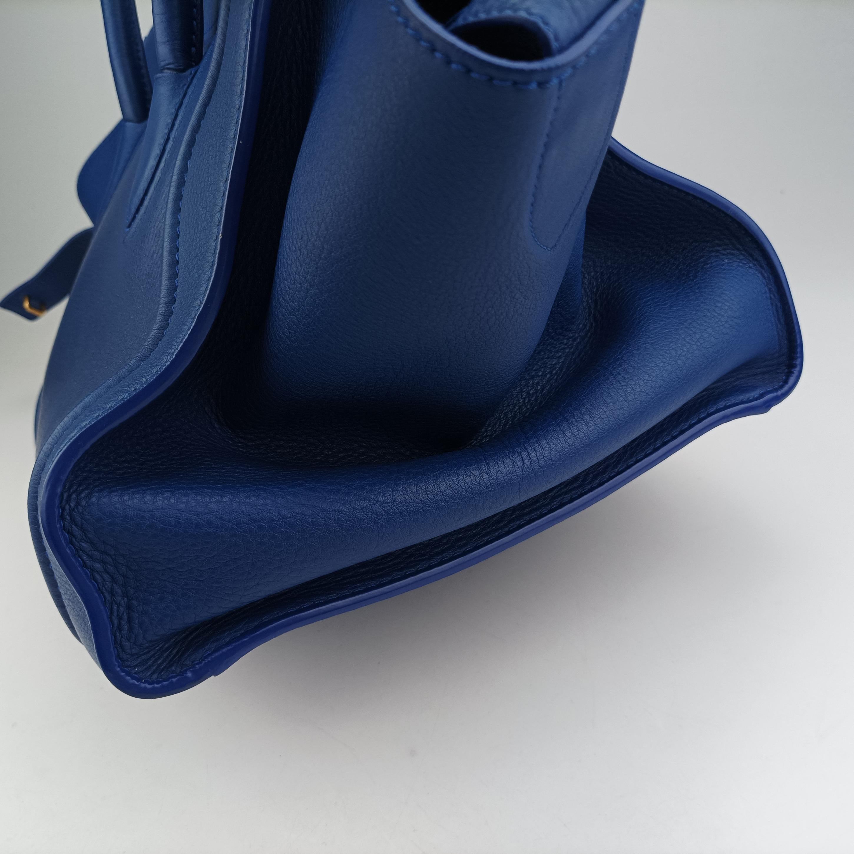 Pre-owned Celine Luggage Square Phantom Blue Leather  handbag | stylenewstar