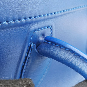 Pre-owned Celine Luggage Square Phantom Blue Leather  handbag | stylenewstar