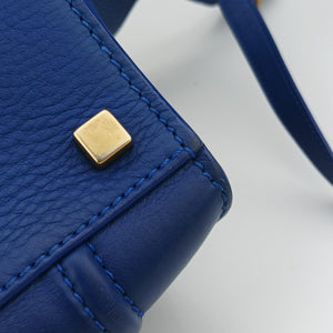 Pre-owned Celine Luggage Square Phantom Blue Leather  handbag | stylenewstar