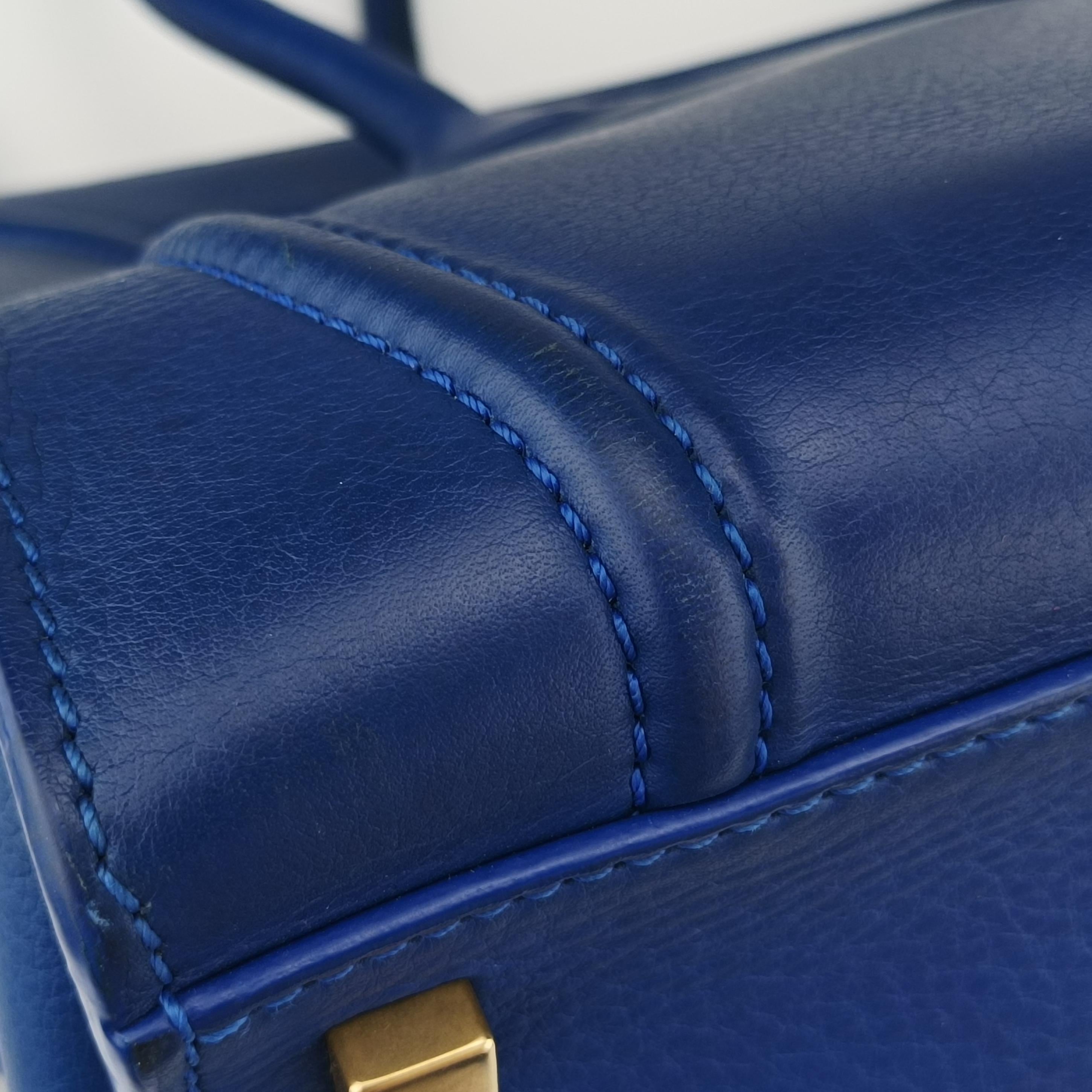 Pre-owned Celine Luggage Square Phantom Blue Leather  handbag | stylenewstar