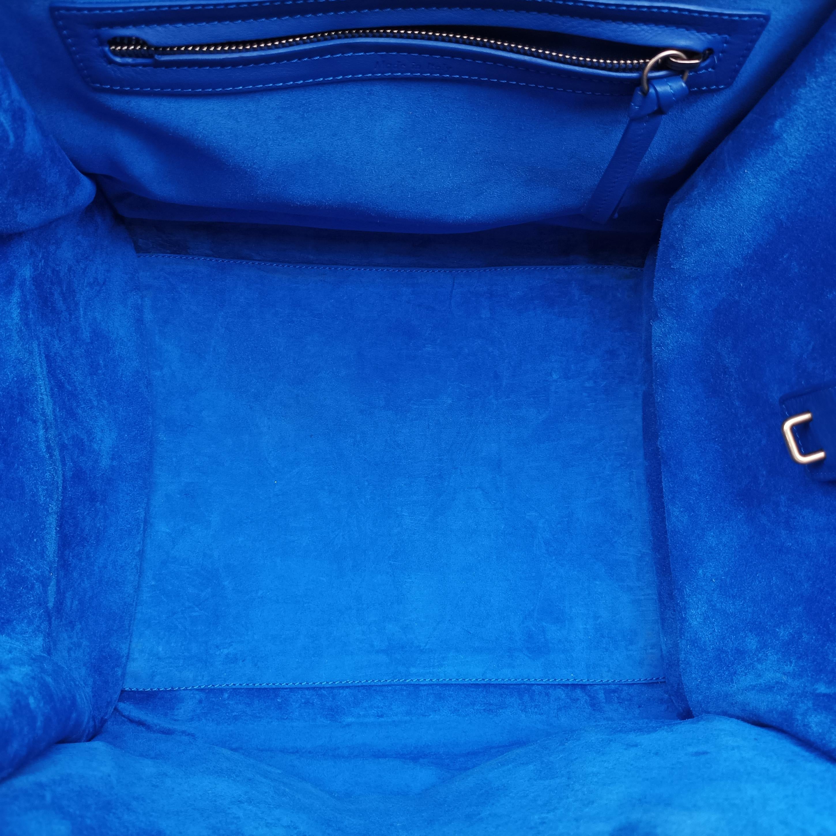 Pre-owned Celine Luggage Square Phantom Blue Leather  handbag | stylenewstar