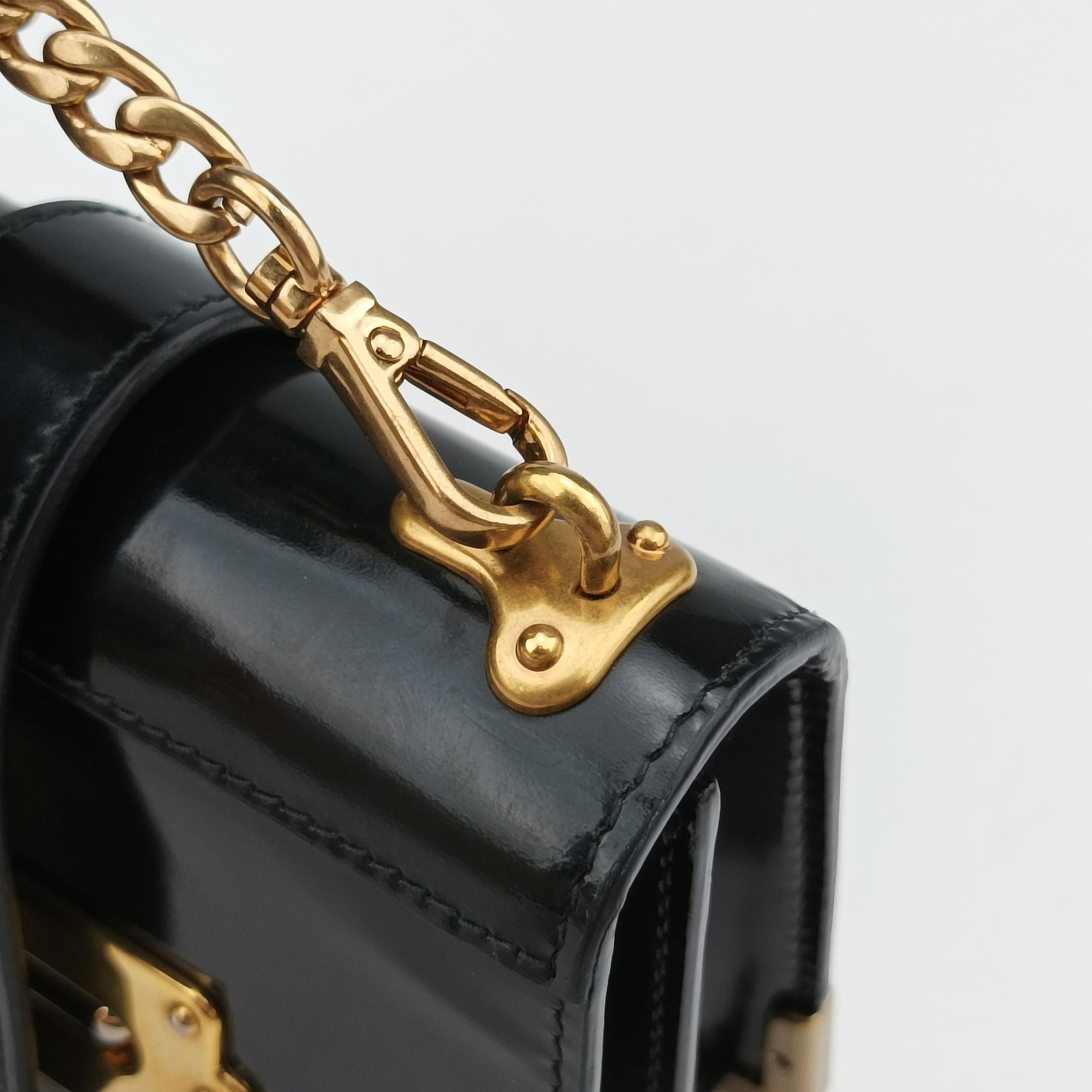 Pre-owned Prada Cahier Black Leather  shoulderbag | stylenewstar