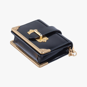 Pre-owned Prada Cahier Black Leather  shoulderbag | stylenewstar