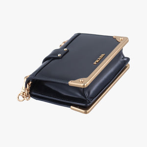 Pre-owned Prada Cahier Black Leather  shoulderbag | stylenewstar