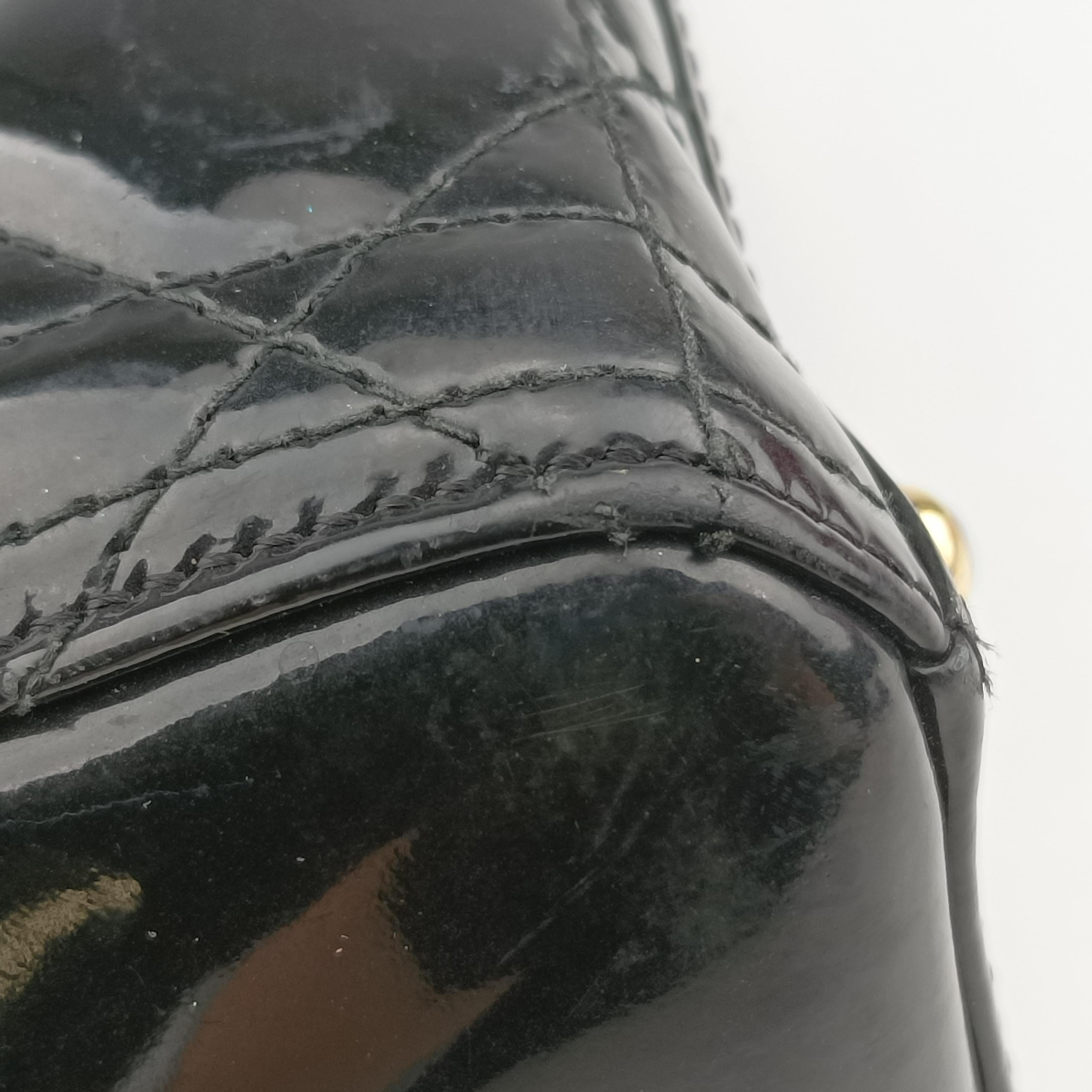 Pre-owned Christian Dior Lady Dior Black Patent  shoulderbag | stylenewstar