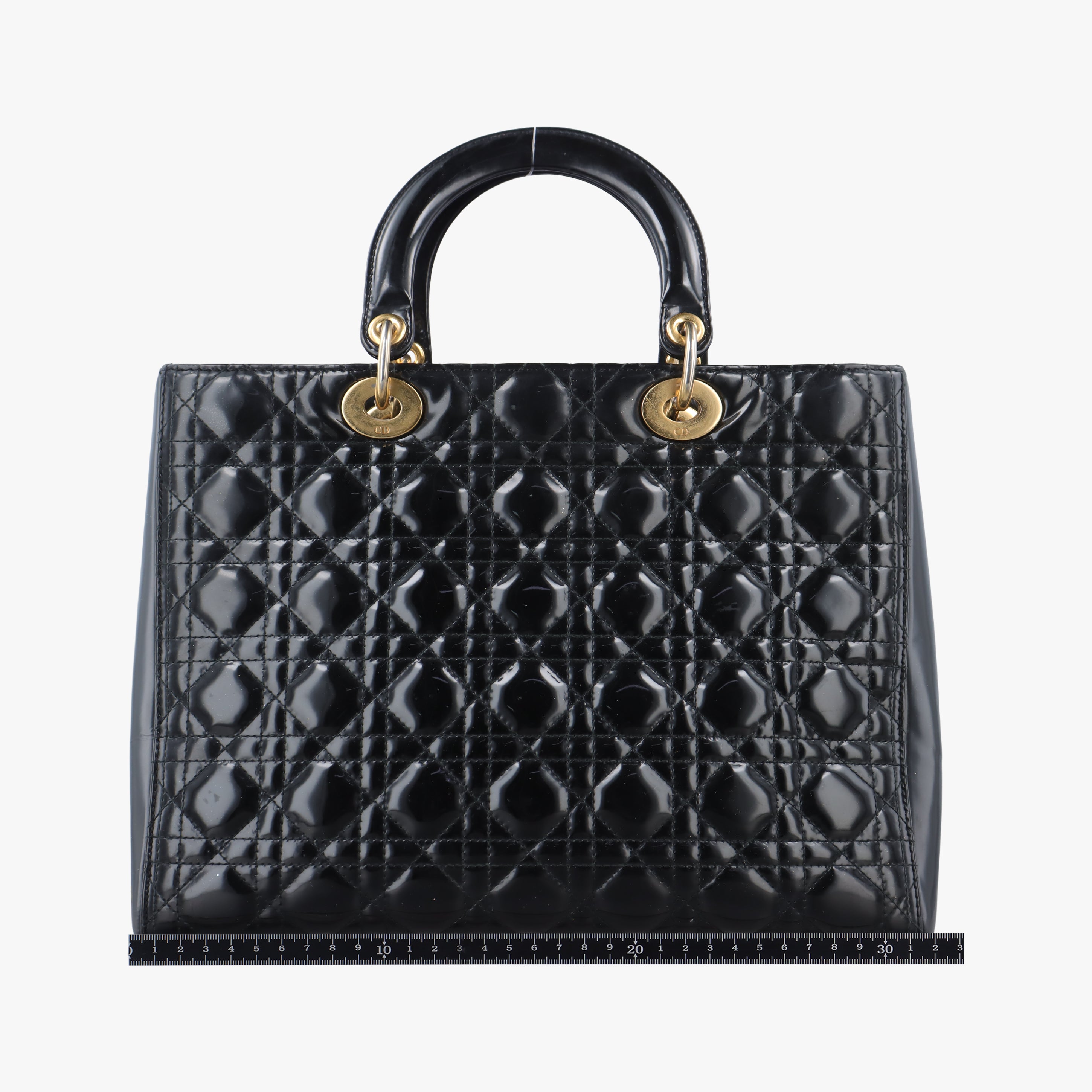 Pre-owned Christian Dior Lady Dior Black Patent  shoulderbag | stylenewstar