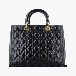 Pre-owned Christian Dior Lady Dior Black Patent  shoulderbag | stylenewstar