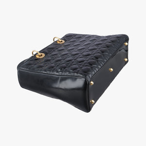 Pre-owned Christian Dior Lady Dior Black Patent  shoulderbag | stylenewstar