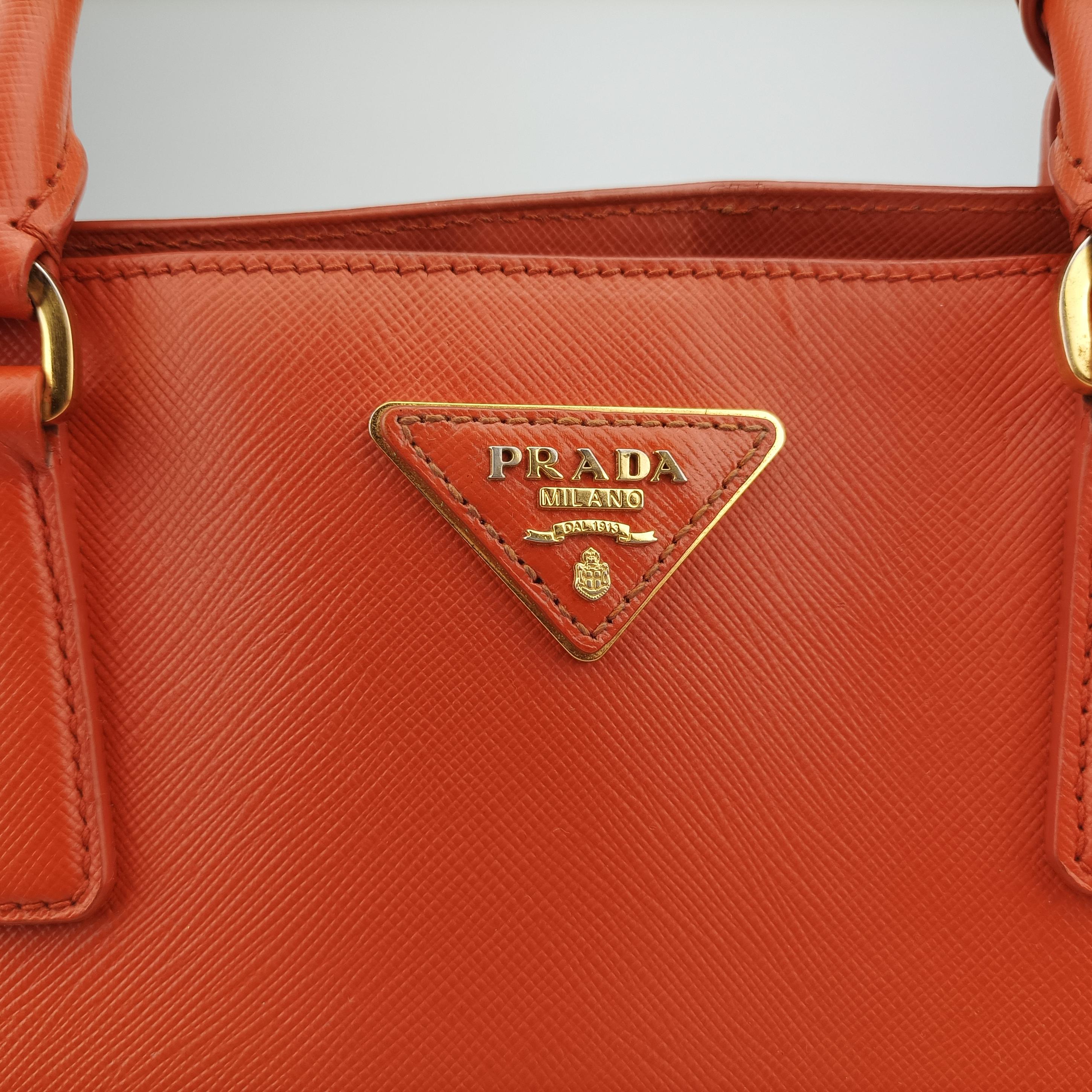 Pre-owned Prada Galleria Orange SAFFIANO Leather BN1844 handbag | stylenewstar