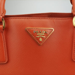 Pre-owned Prada Galleria Orange SAFFIANO Leather BN1844 handbag | stylenewstar