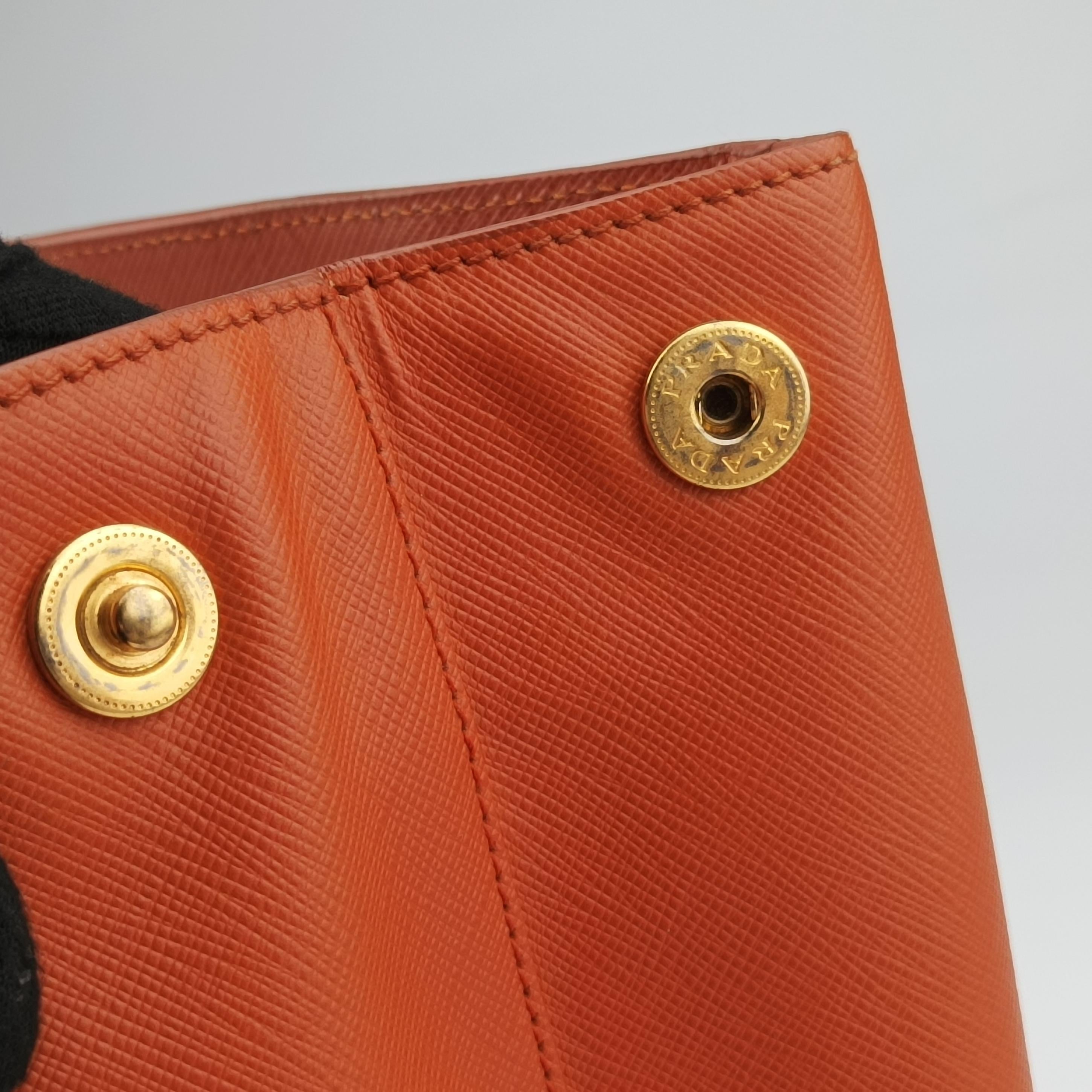 Pre-owned Prada Galleria Orange SAFFIANO Leather BN1844 handbag | stylenewstar