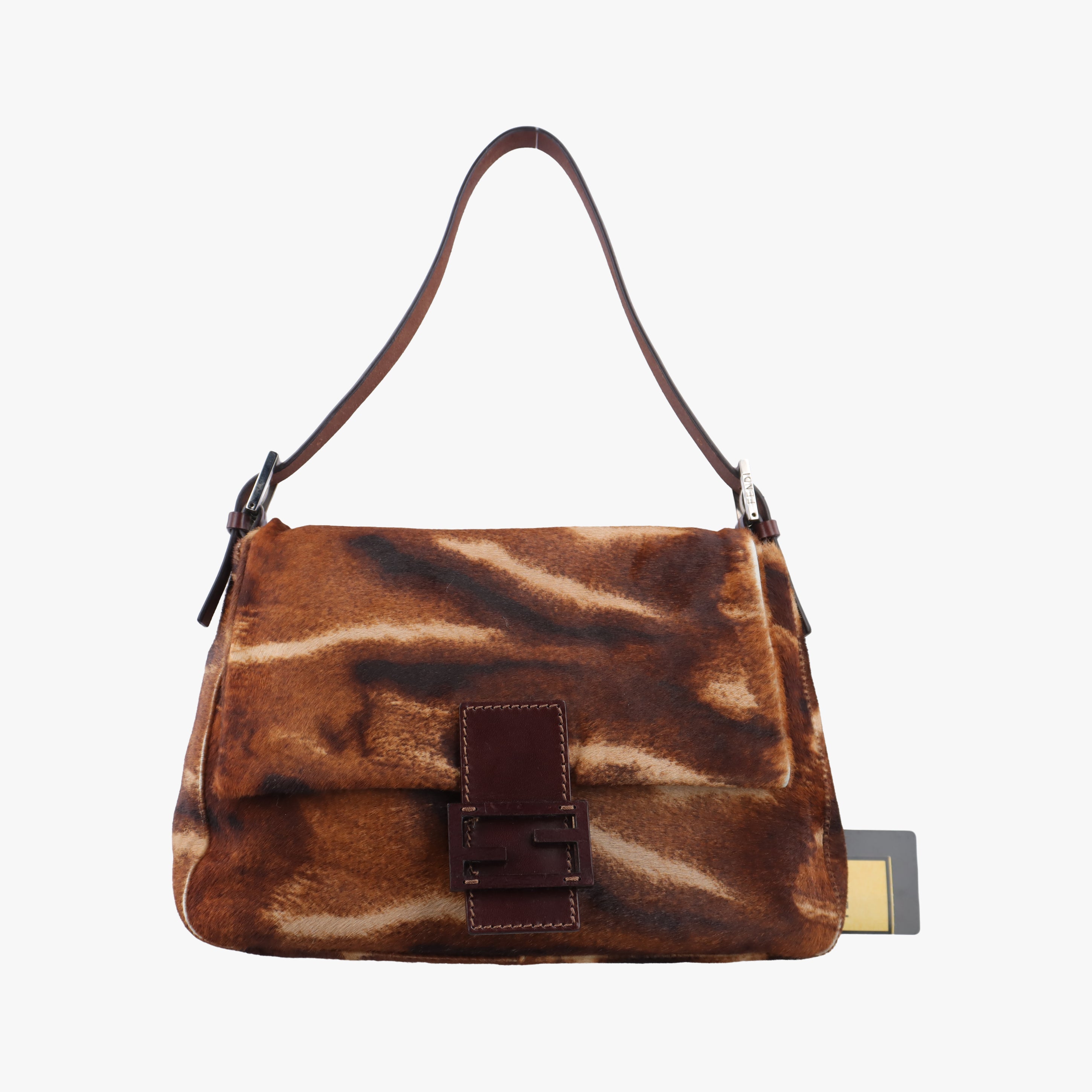 Pre-owned Fendi Mamma Baguette Brown pony hair 26325 shoulderbag | stylenewstar