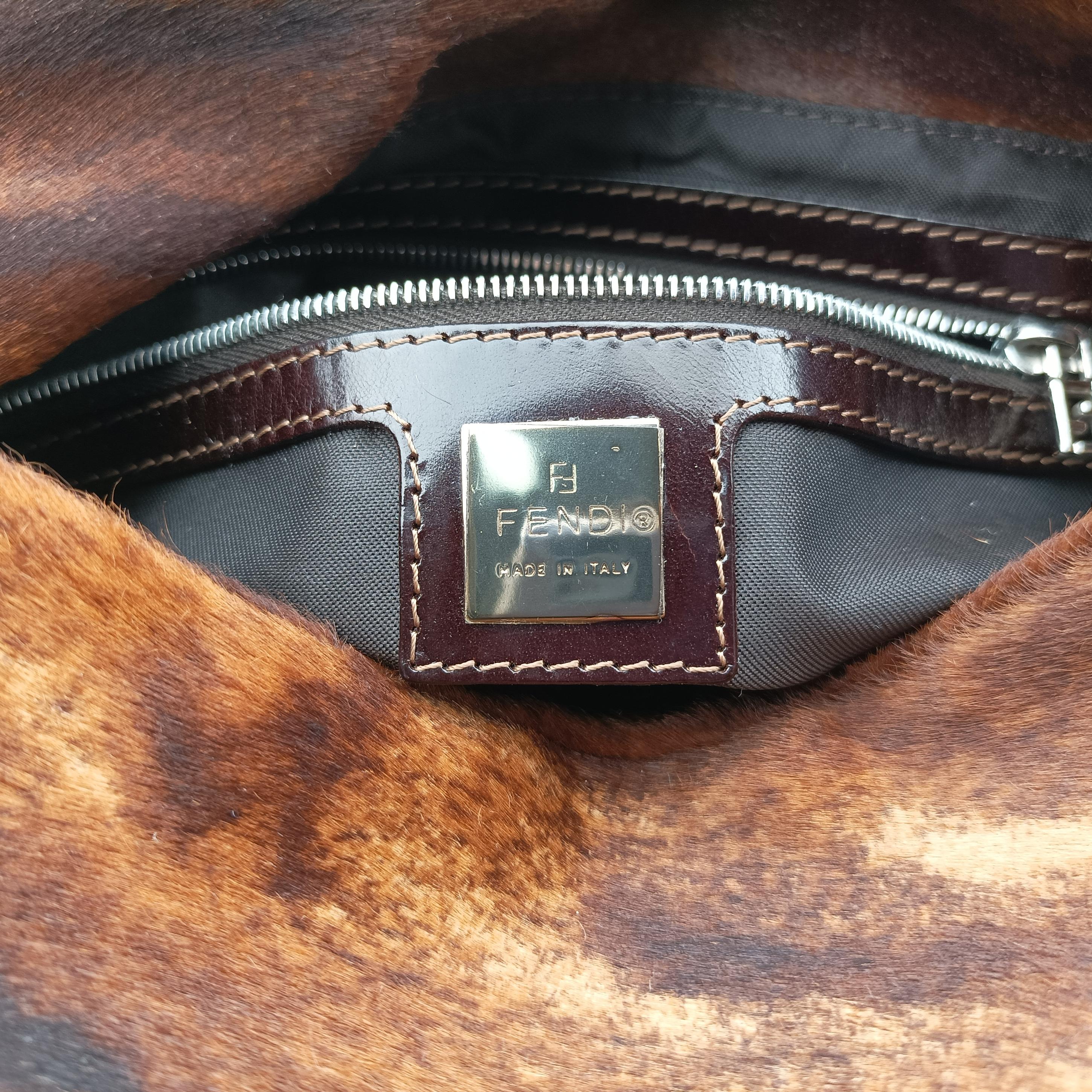 Pre-owned Fendi Mamma Baguette Brown pony hair 26325 shoulderbag | stylenewstar