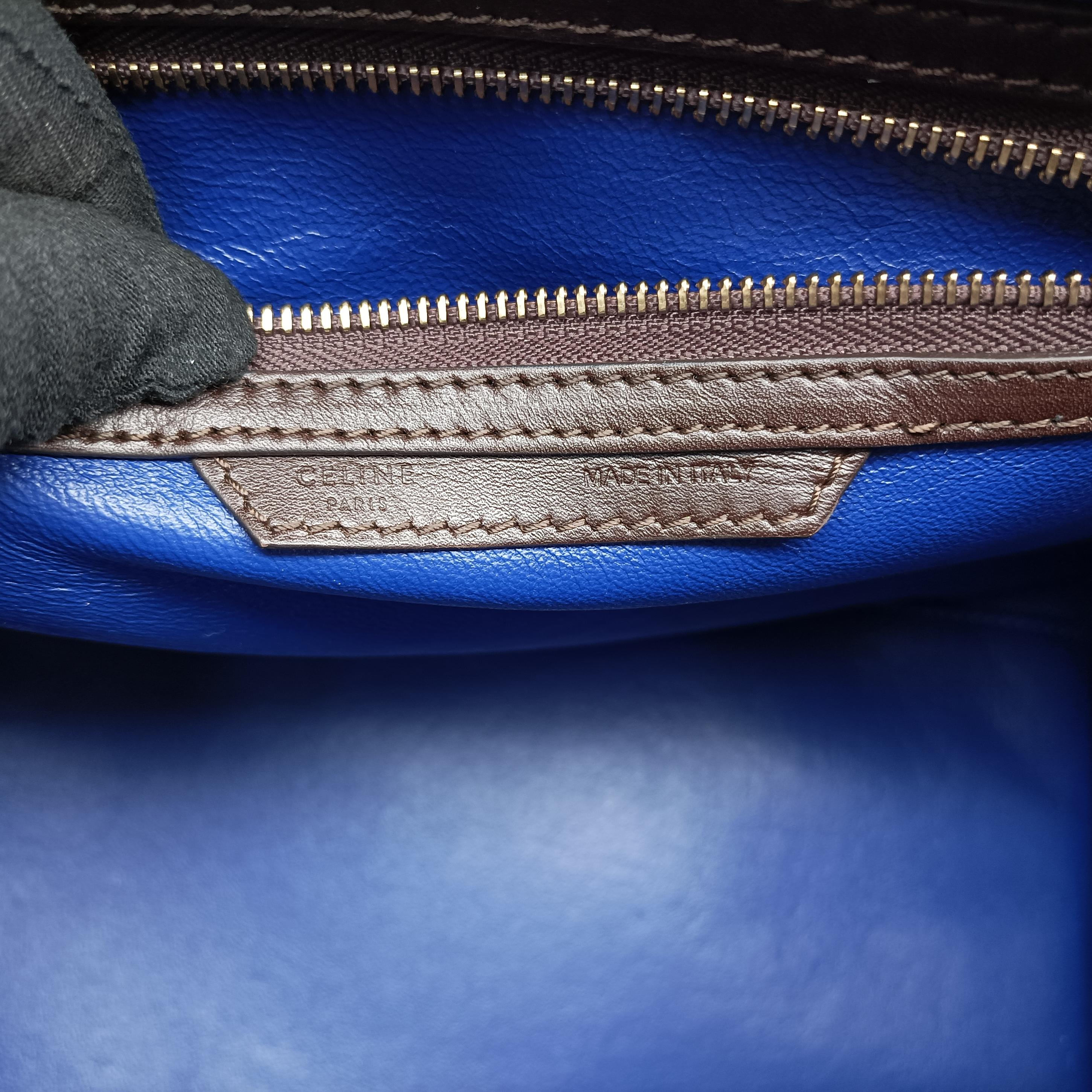 Vintage Celine Luggage Mini Shopper Brown×blue×red Leather  handbag | stylenewstar