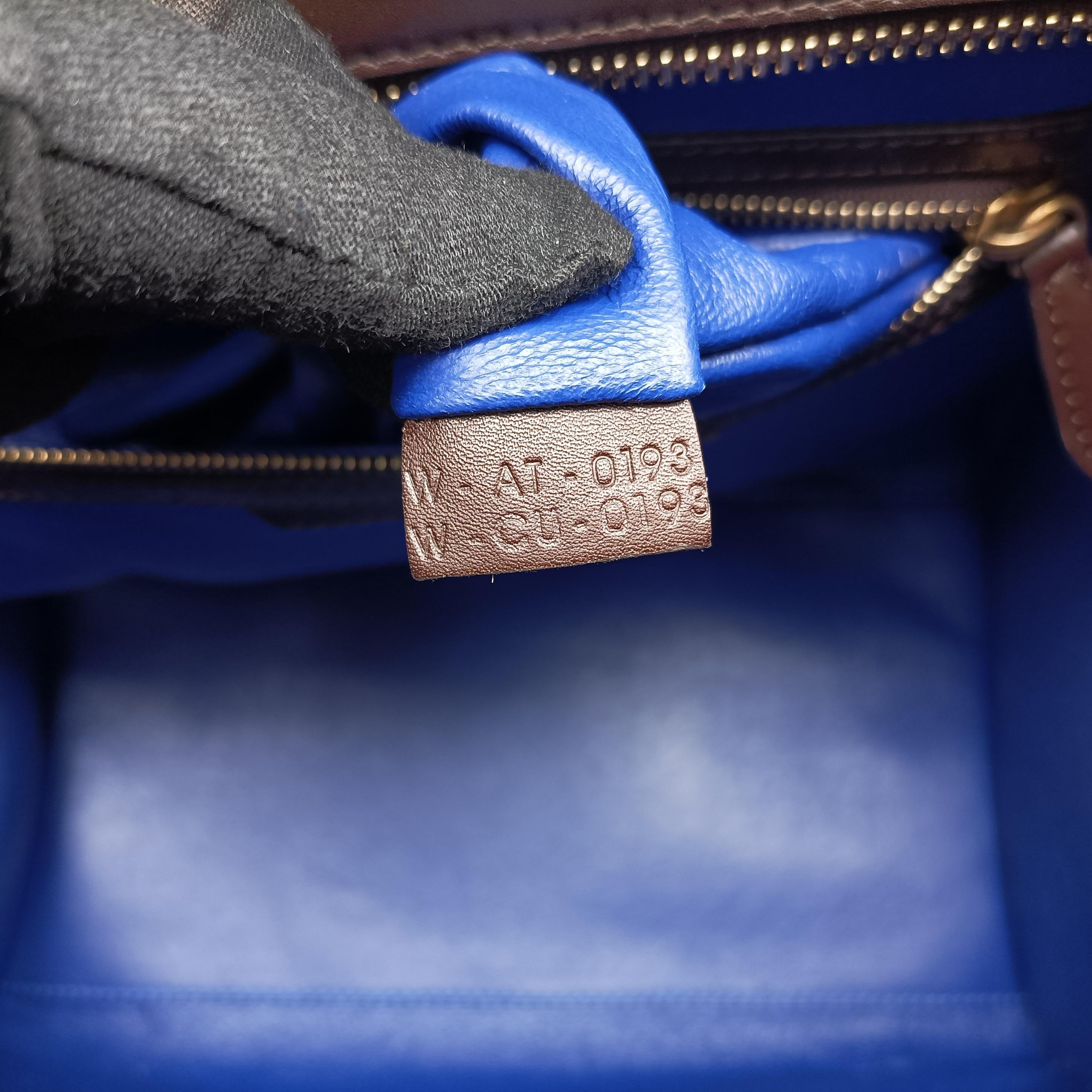 Vintage Celine Luggage Mini Shopper Brown×blue×red Leather  handbag | stylenewstar