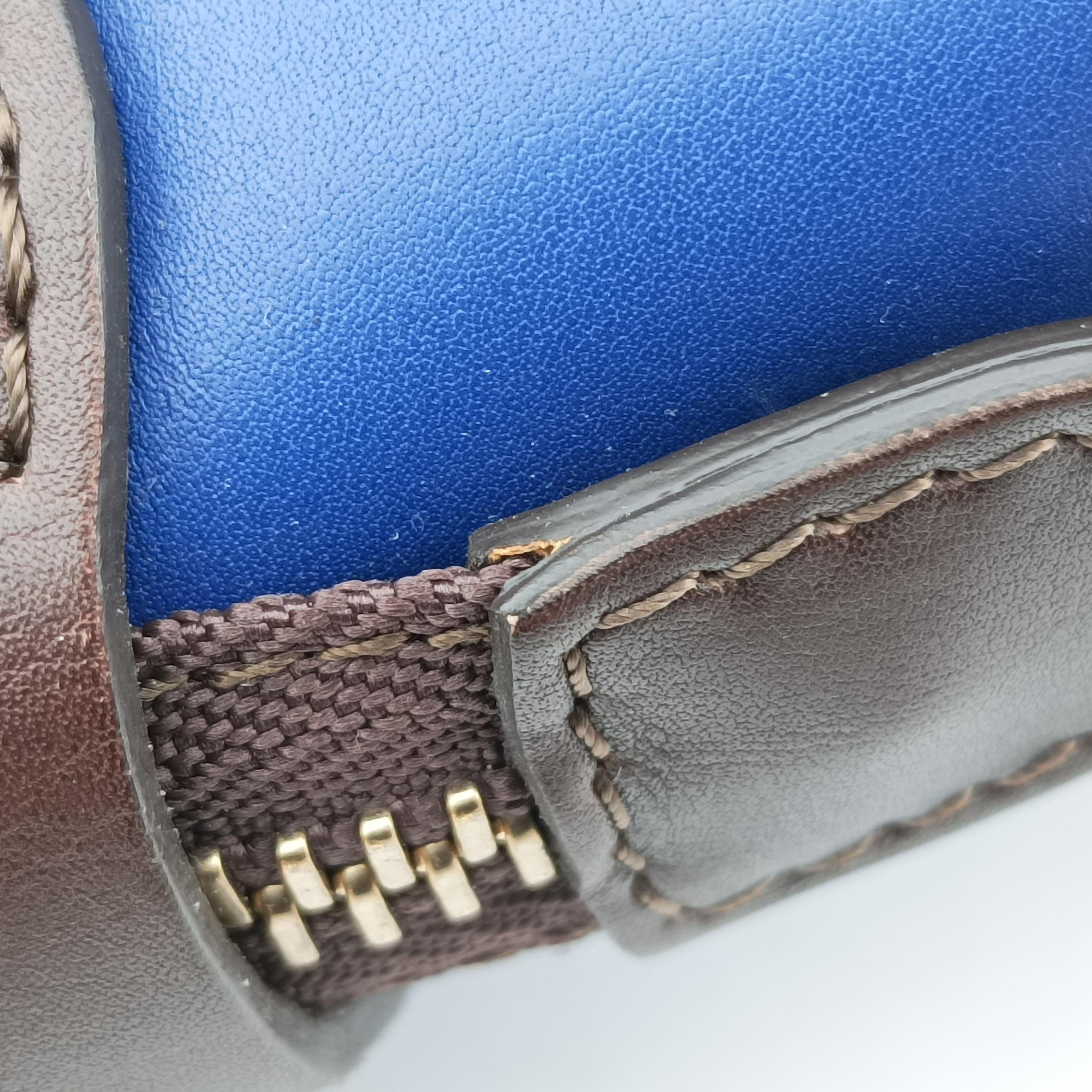 Vintage Celine Luggage Mini Shopper Brown×blue×red Leather  handbag | stylenewstar