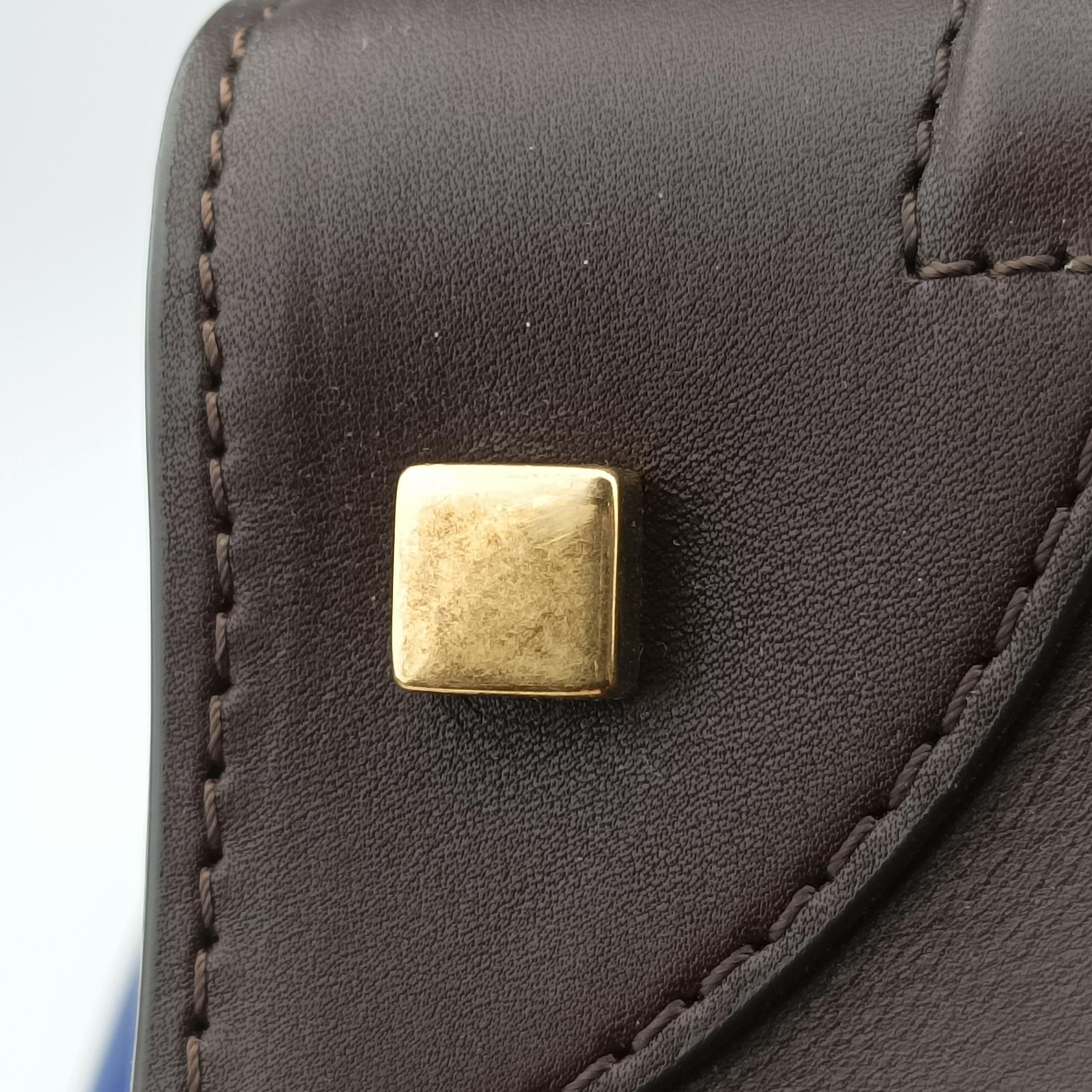 Vintage Celine Luggage Mini Shopper Brown×blue×red Leather  handbag | stylenewstar