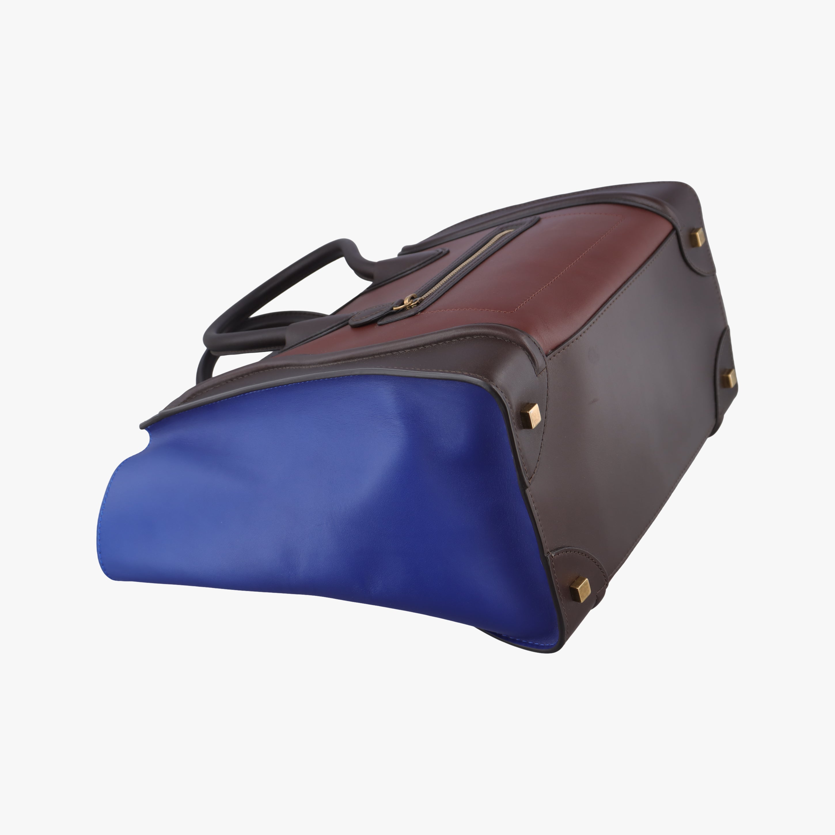 Vintage Celine Luggage Mini Shopper Brown×blue×red Leather  handbag | stylenewstar