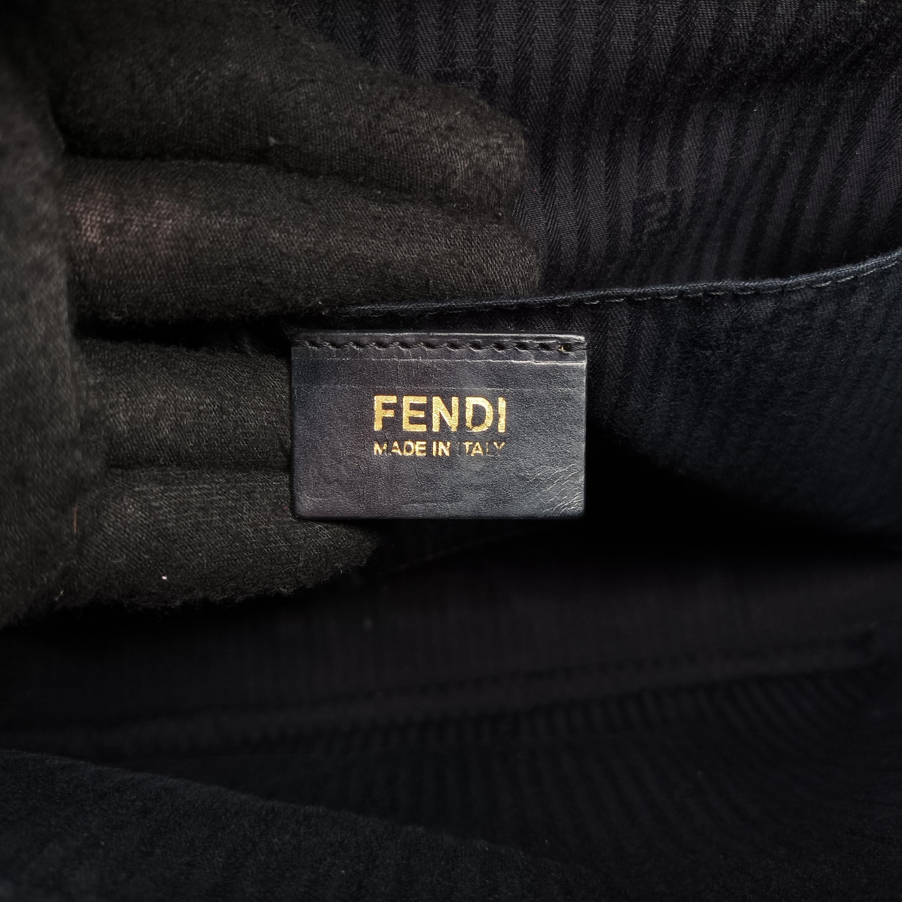 Pre-owned Fendi 2 JOURS Black Leather 8BH250 shoulderbag | stylenewstar