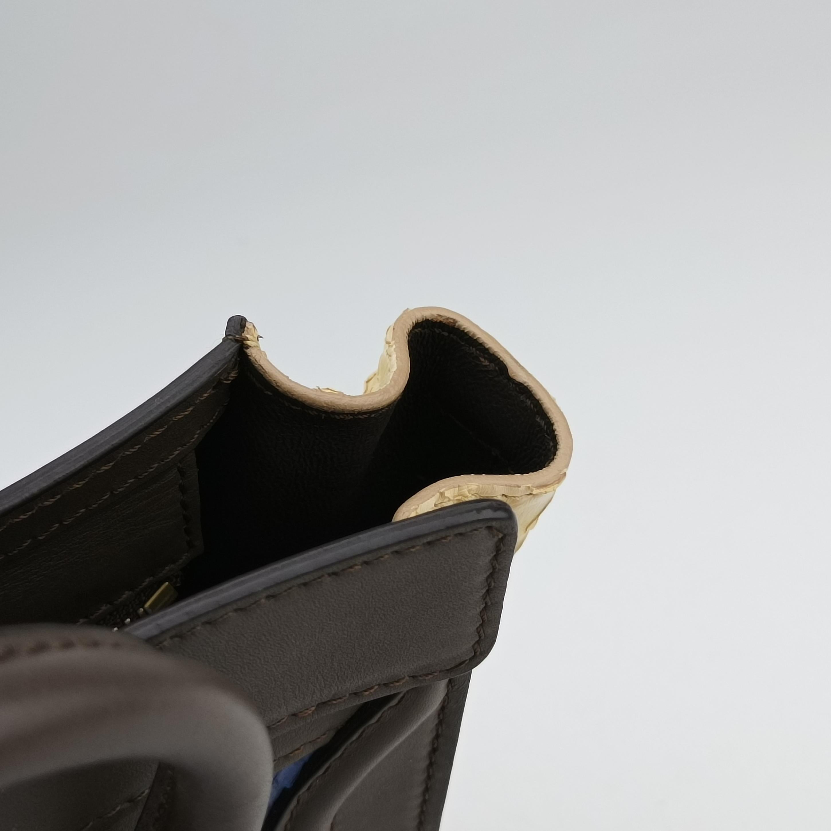 Pre-owned Celine luggage nano shopper Blue×white×Brown snakeskin  shoulderbag | stylenewstar