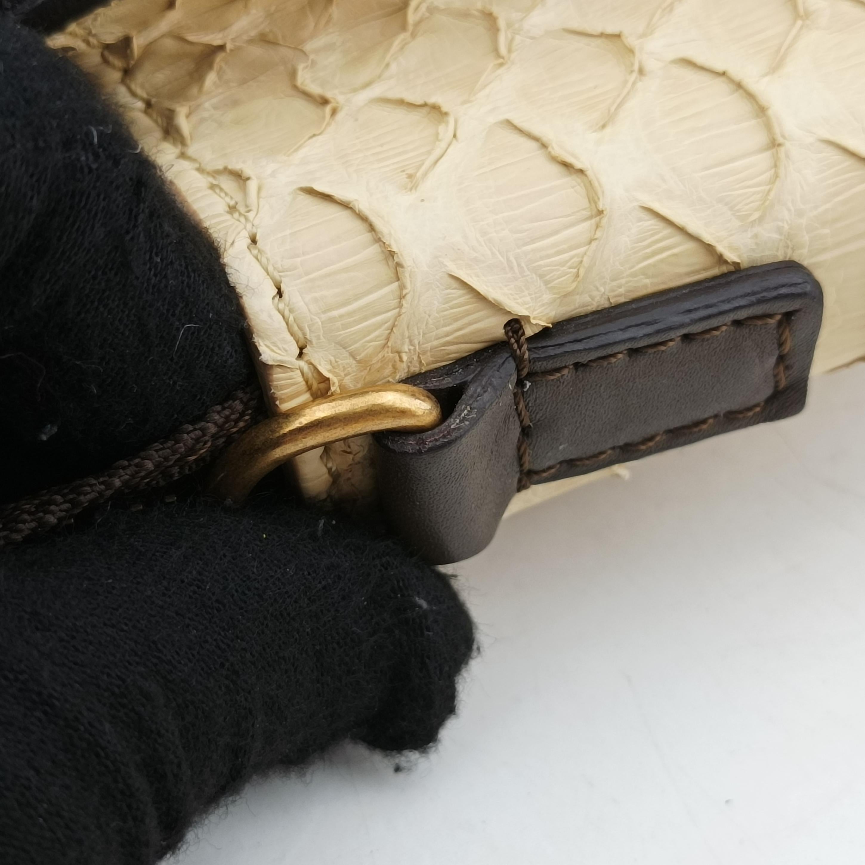 Pre-owned Celine luggage nano shopper Blue×white×Brown snakeskin  shoulderbag | stylenewstar