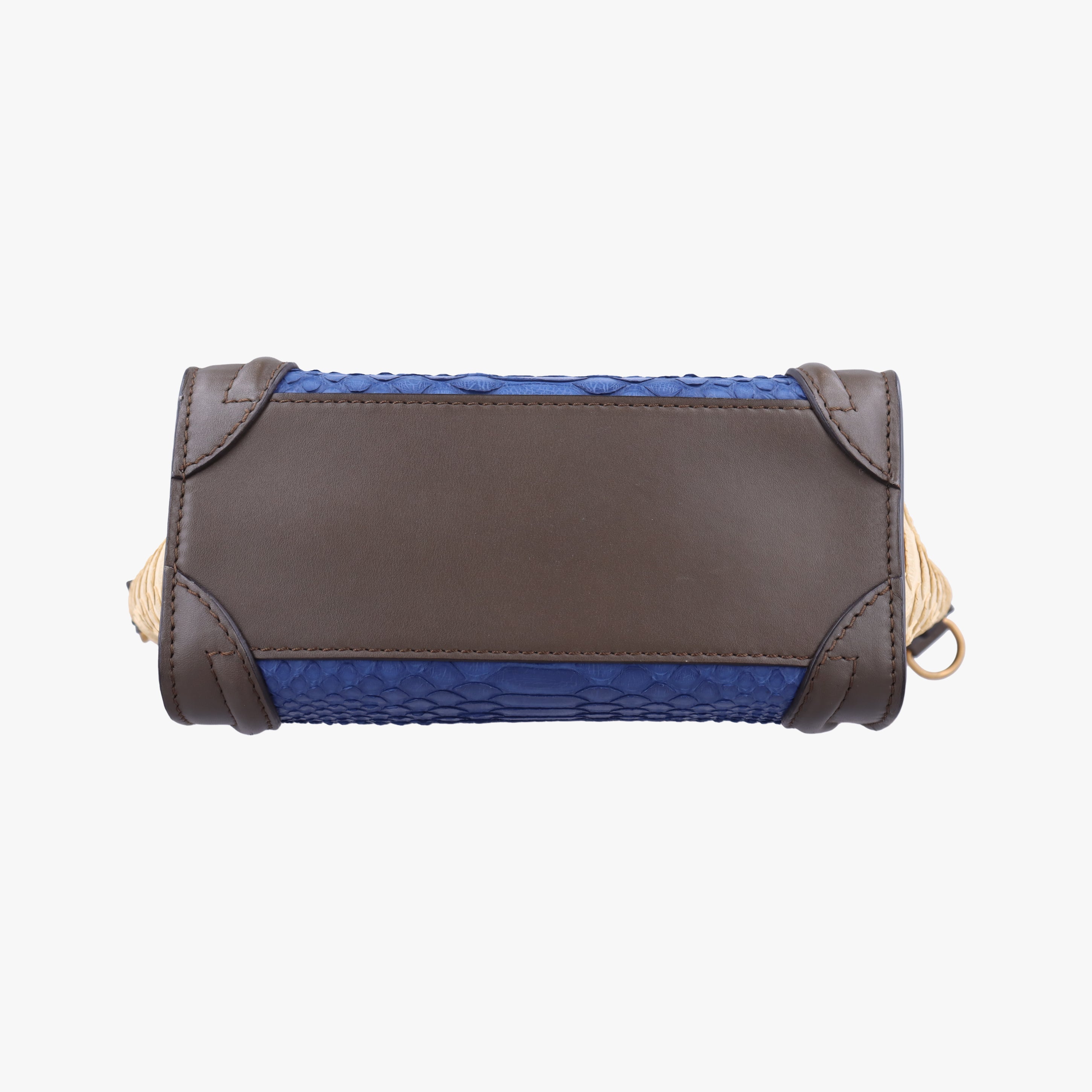 Pre-owned Celine luggage nano shopper Blue×white×Brown snakeskin  shoulderbag | stylenewstar