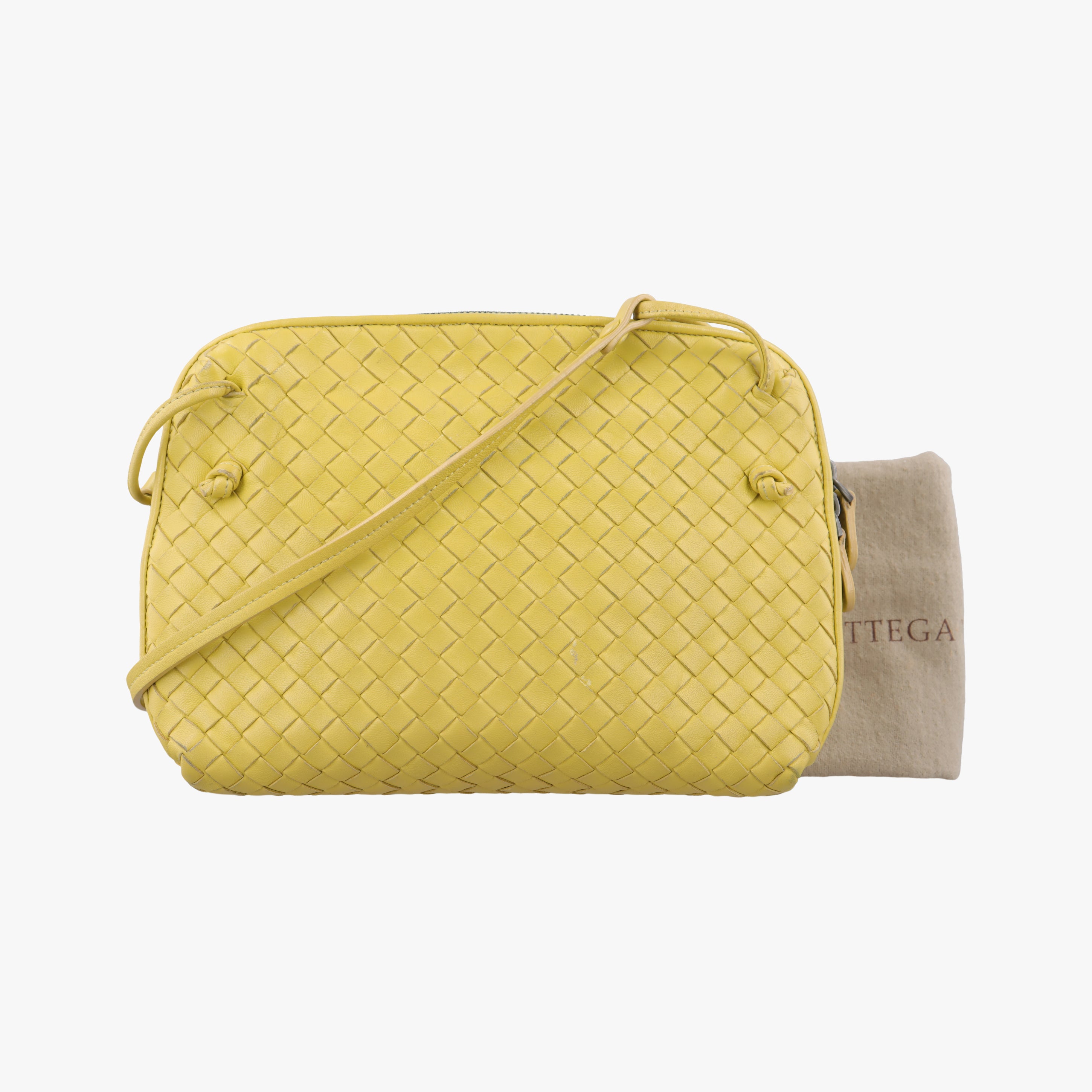 Pre-owned Bottega Veneta NODINI Intrecciato Yellow lambskin  shoulderbag | stylenewstar