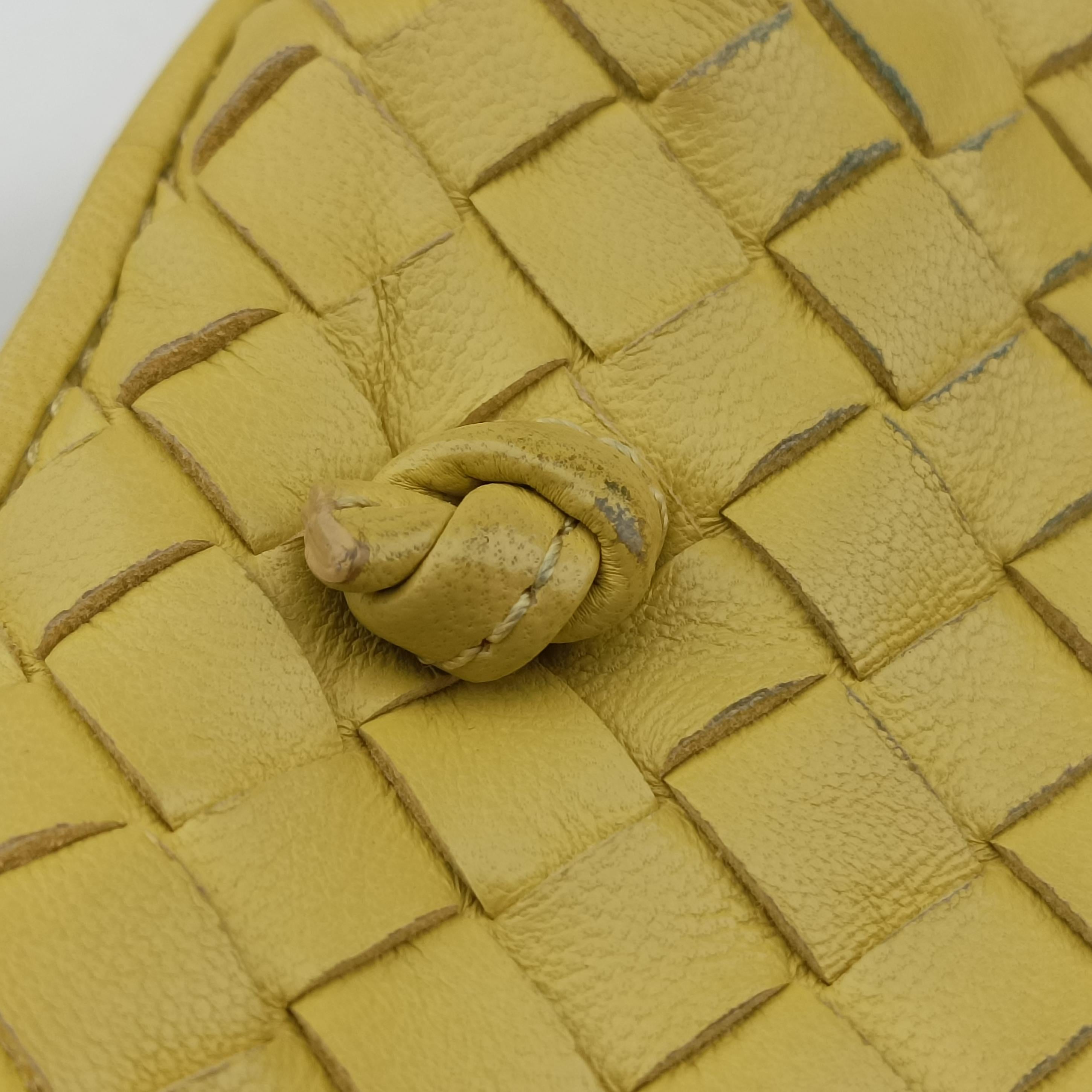 Pre-owned Bottega Veneta NODINI Intrecciato Yellow lambskin  shoulderbag | stylenewstar