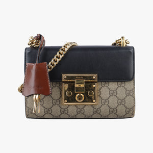Secondhand Gucci Padlock beige×black PVC coated canvas×Leather 409487 shoulderbag | stylenewstar