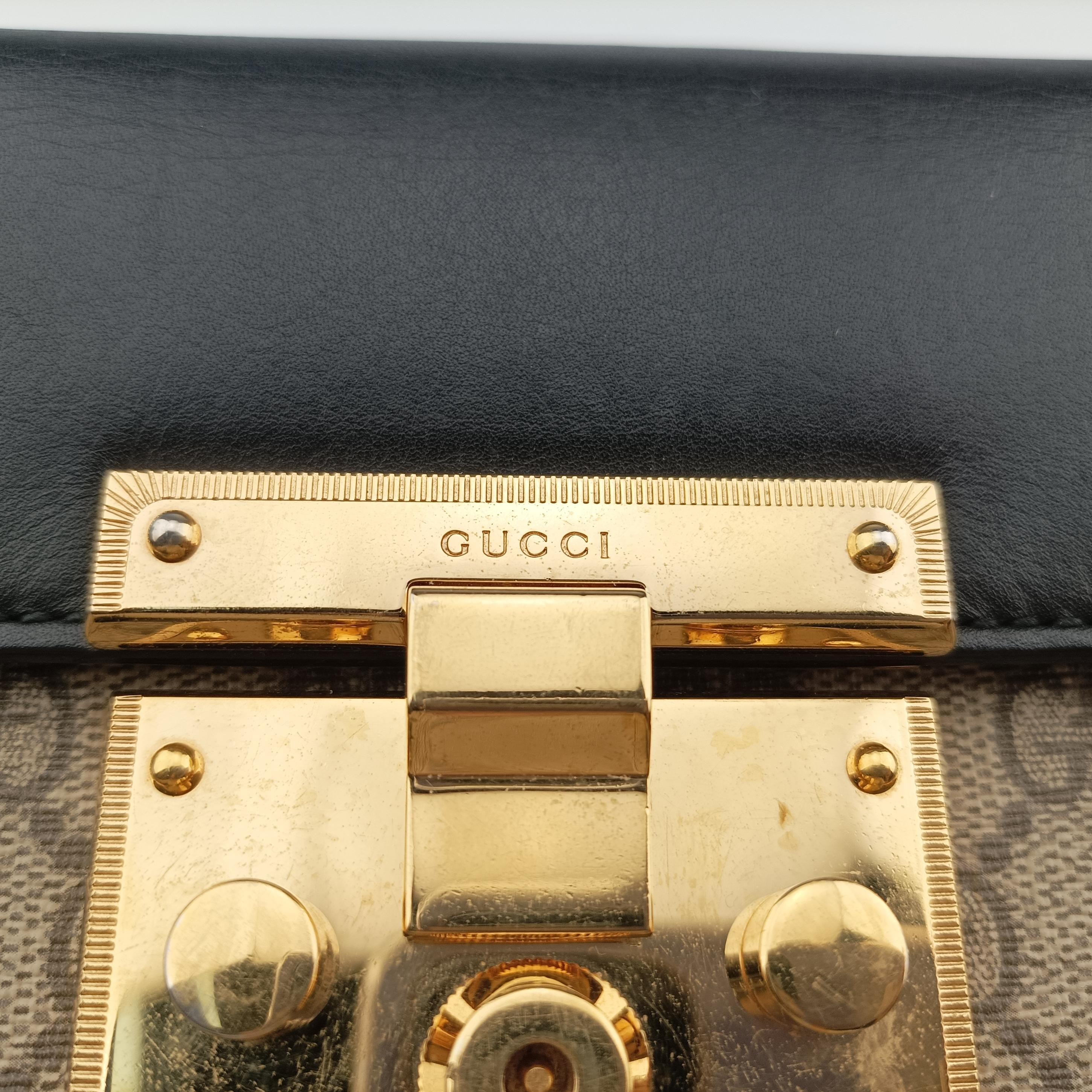 Secondhand Gucci Padlock beige×black PVC coated canvas×Leather 409487 shoulderbag | stylenewstar