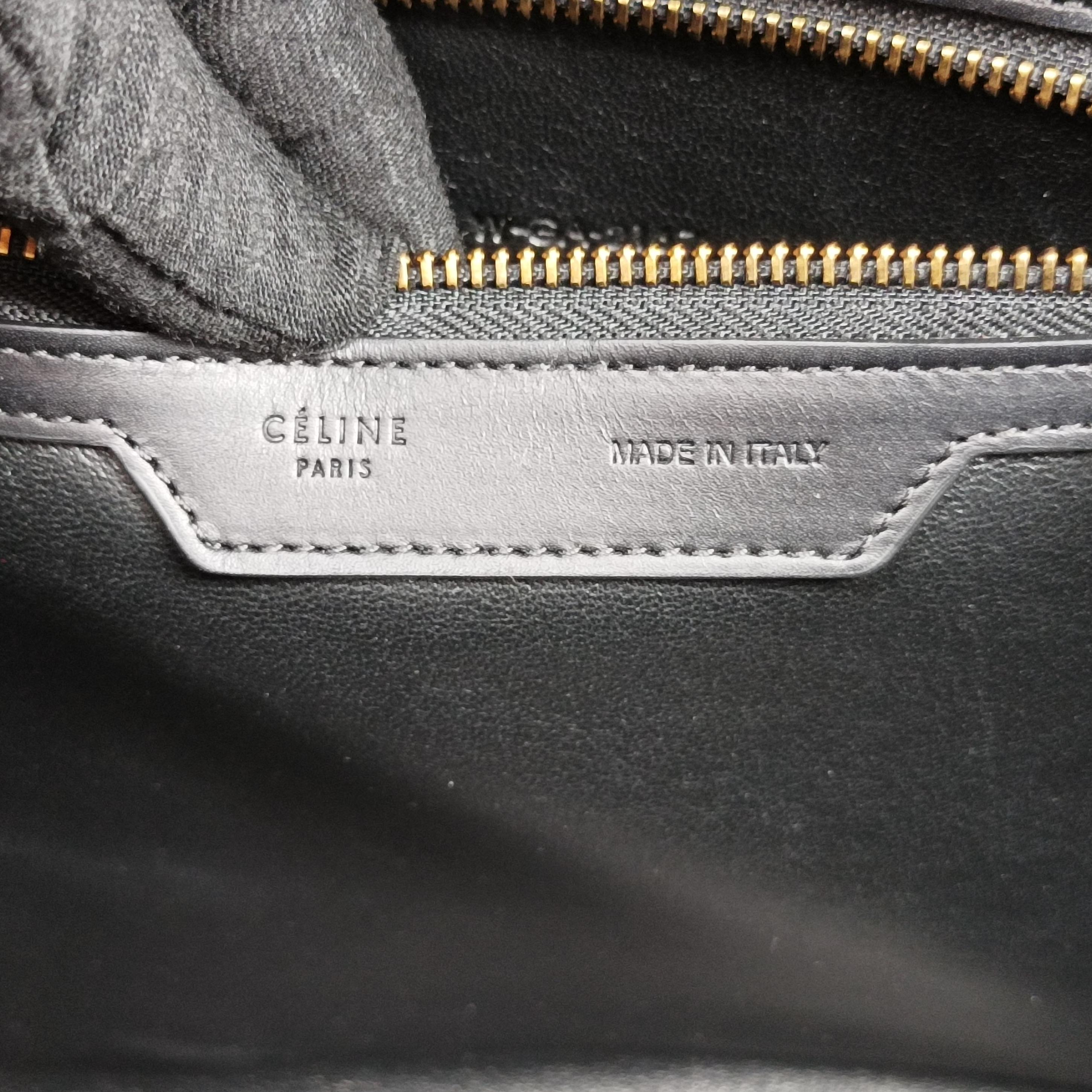 Pre-owned Celine Luggage Mini Shopper Black×white Leather  handbag | stylenewstar