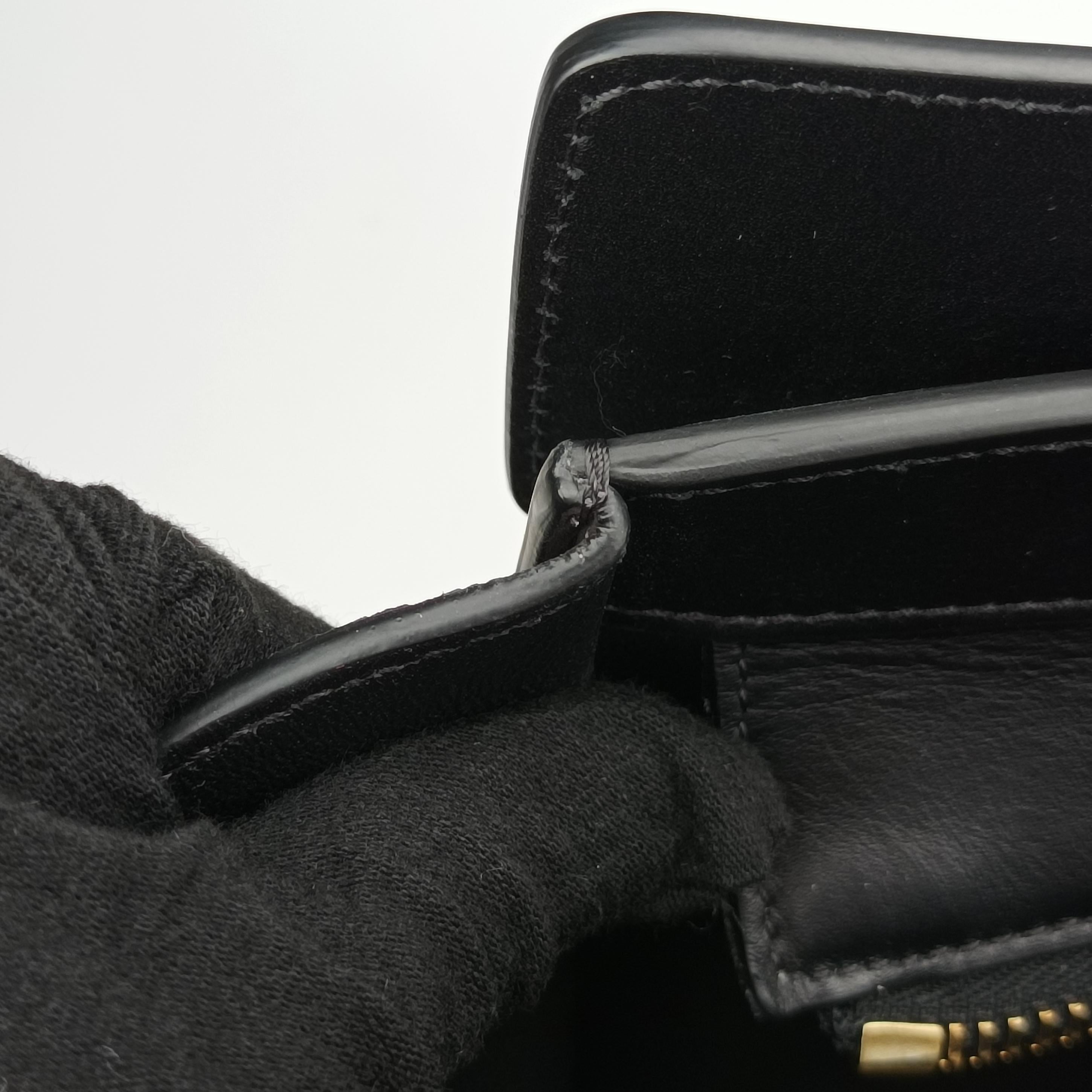 Pre-owned Celine Luggage Mini Shopper Black×white Leather  handbag | stylenewstar